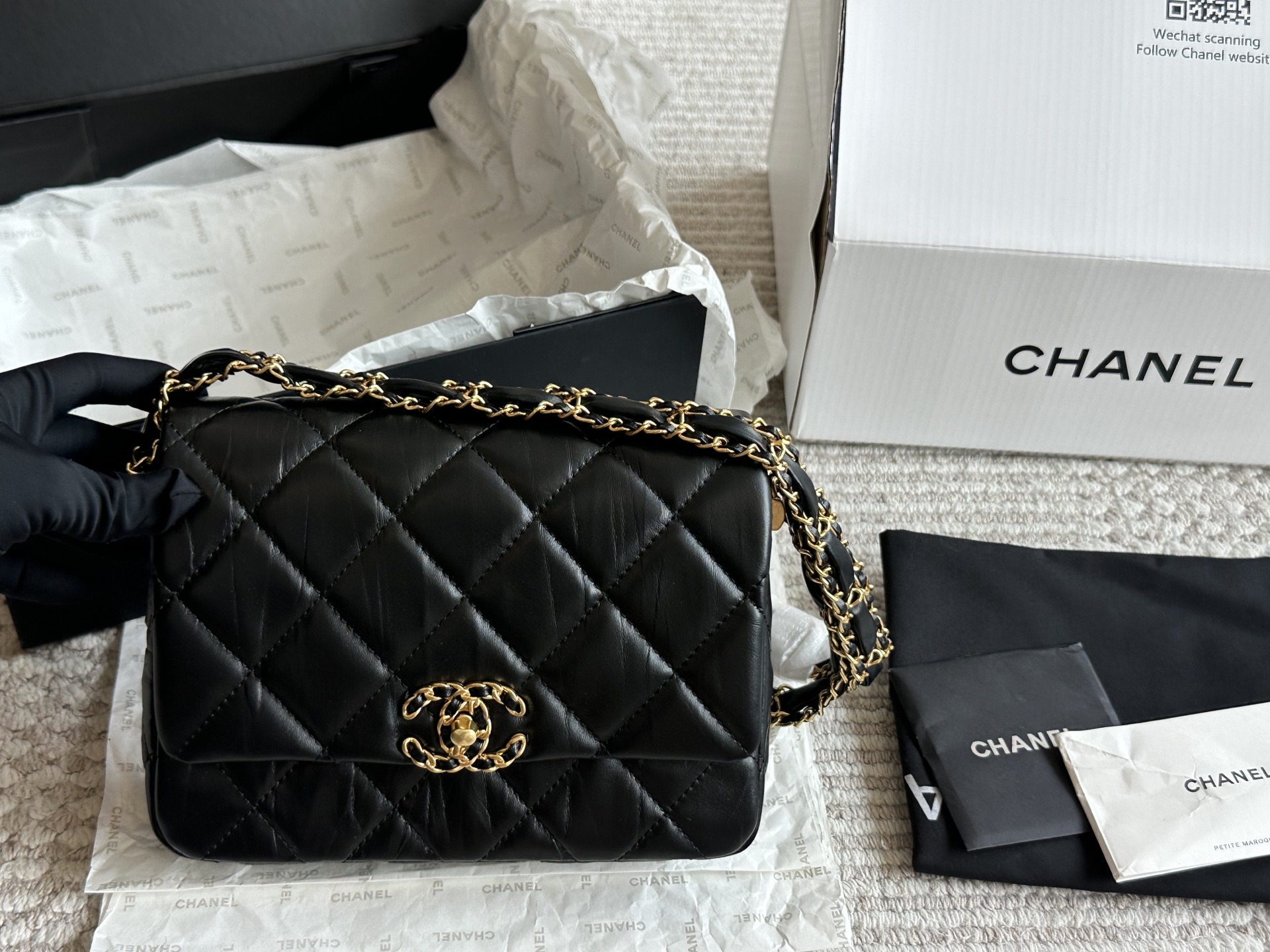 Chanel 23k thick chain square fat man