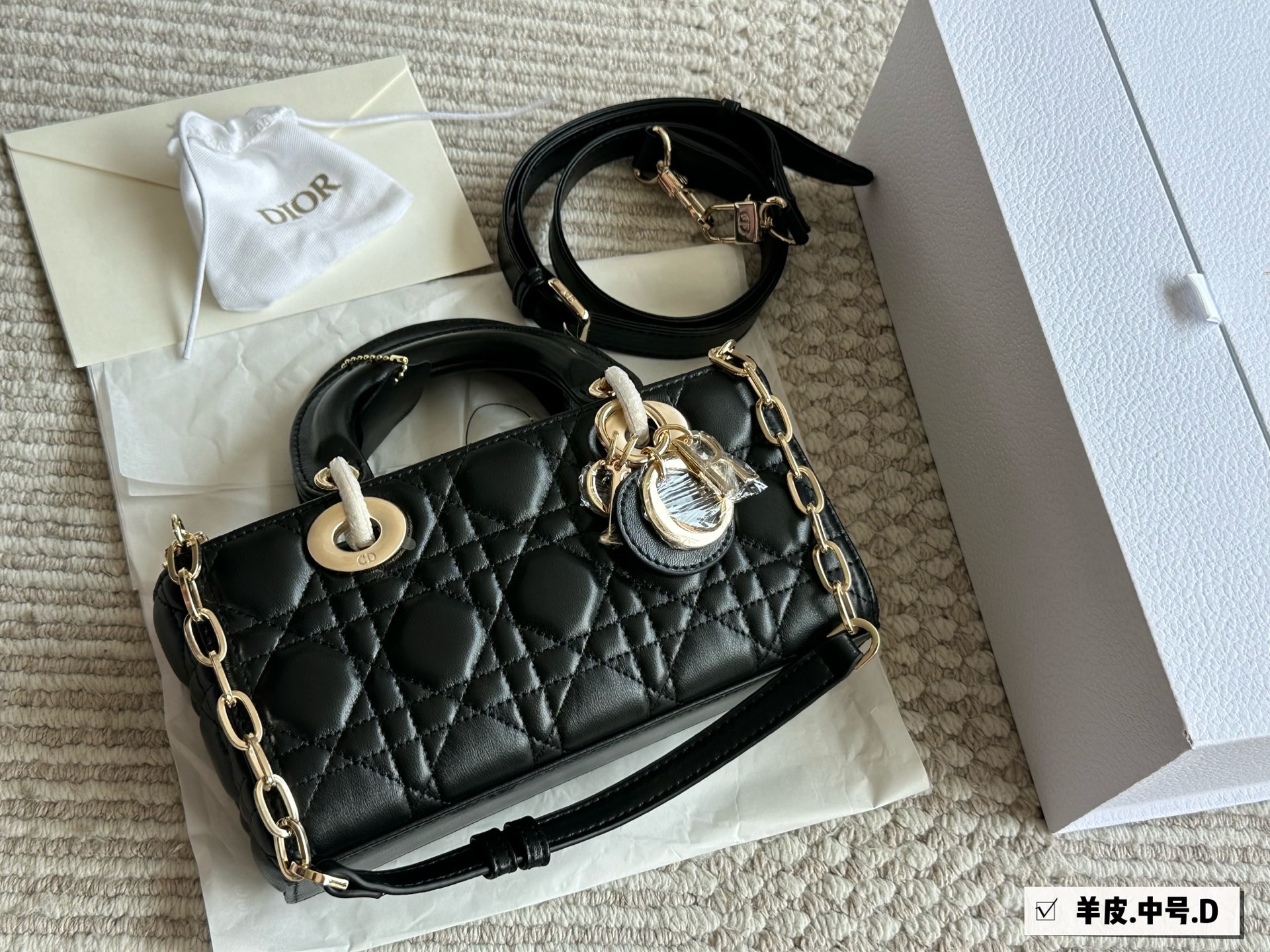 Dior lady new long diamond quilted handbag