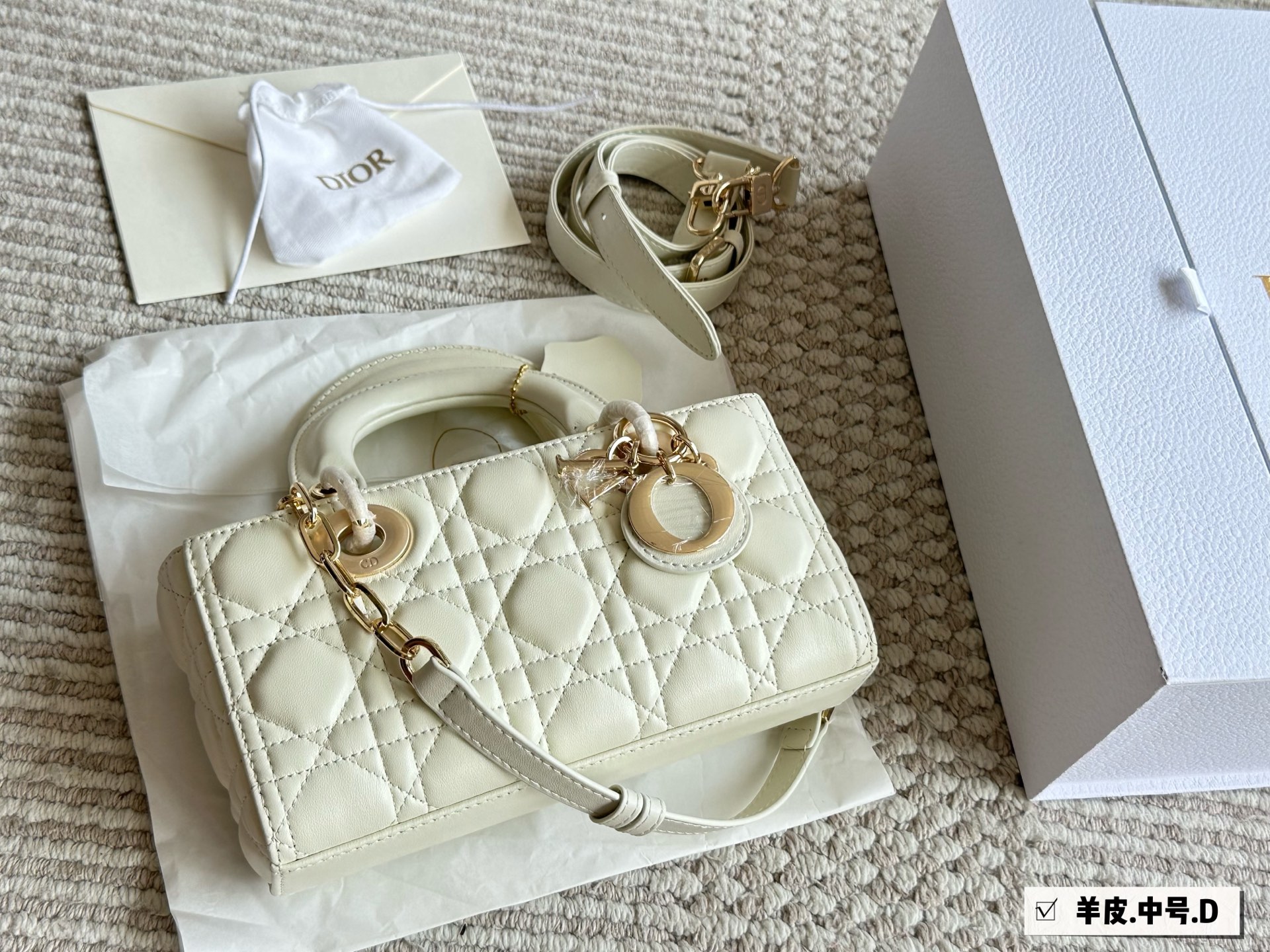 Dior lady new long diamond quilted handbag