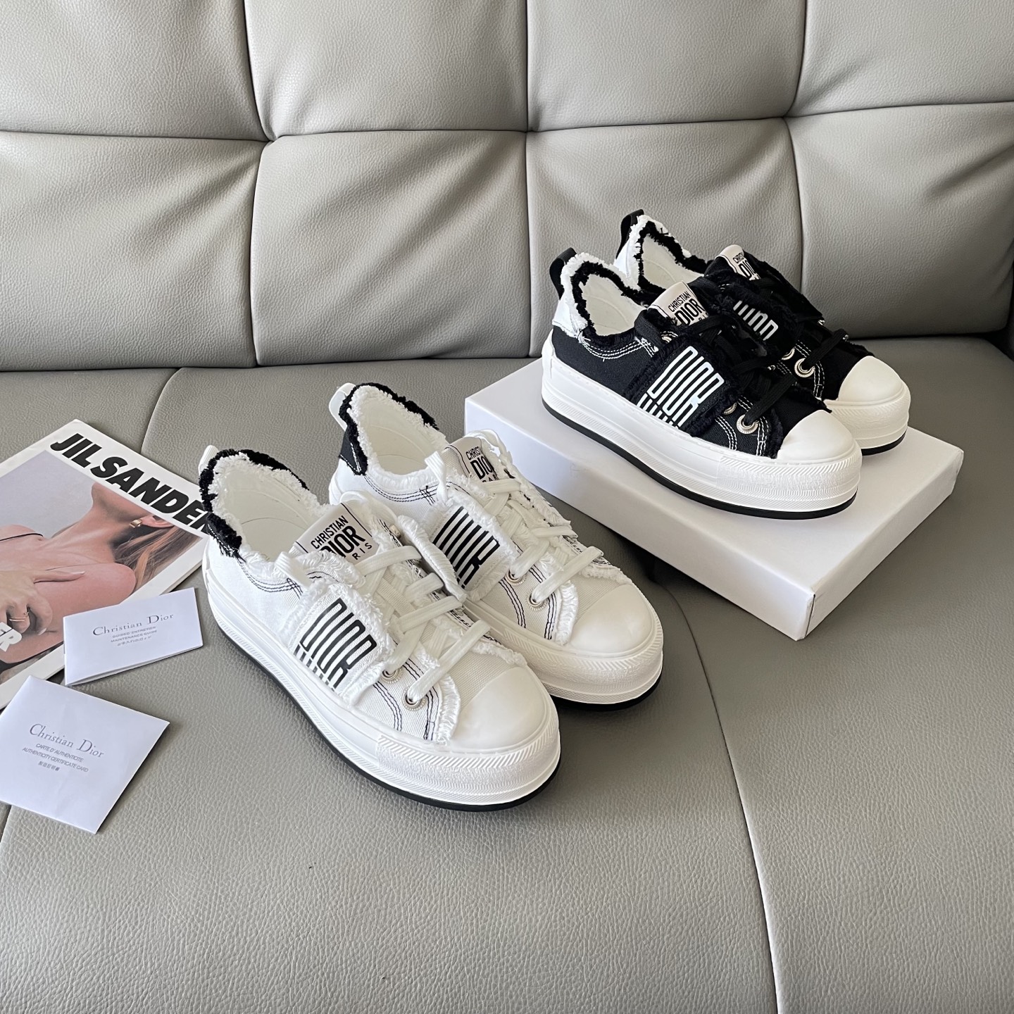 Dior platform embroidered canvas shoes