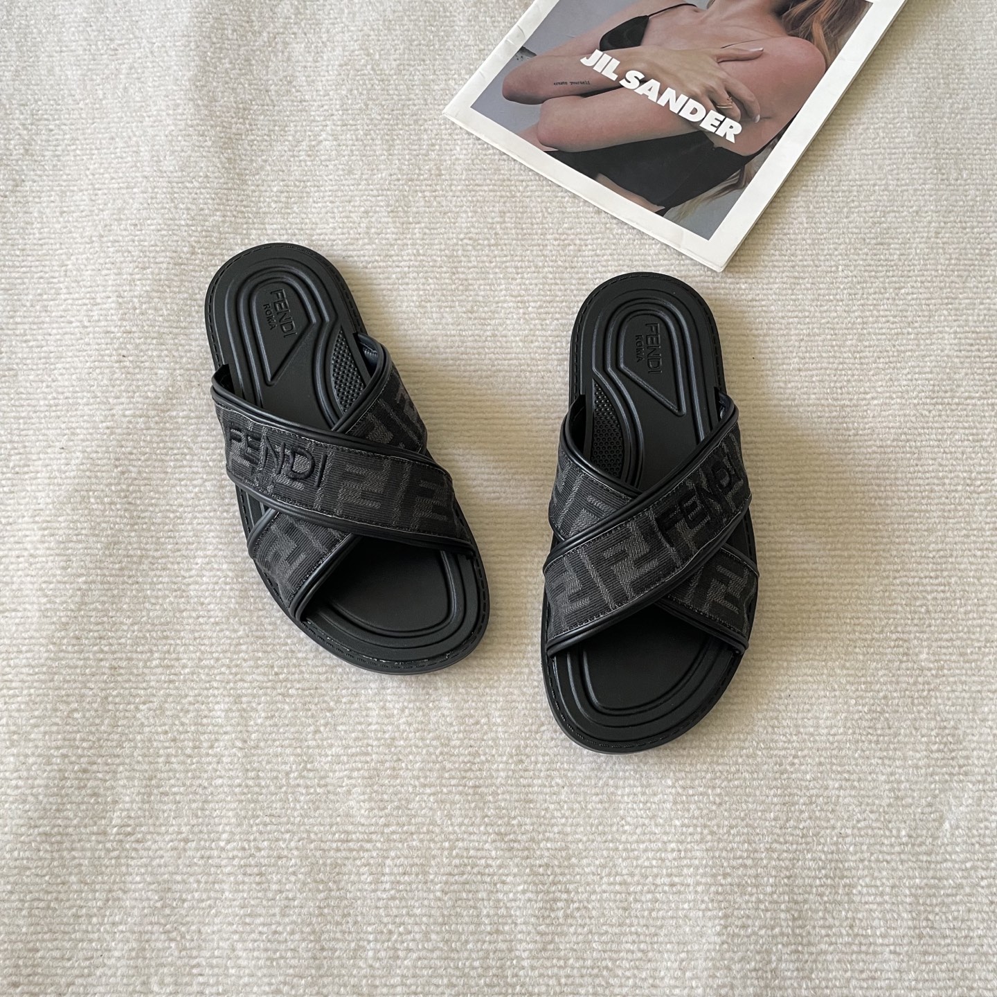 Fendi Men's Cross Slippers