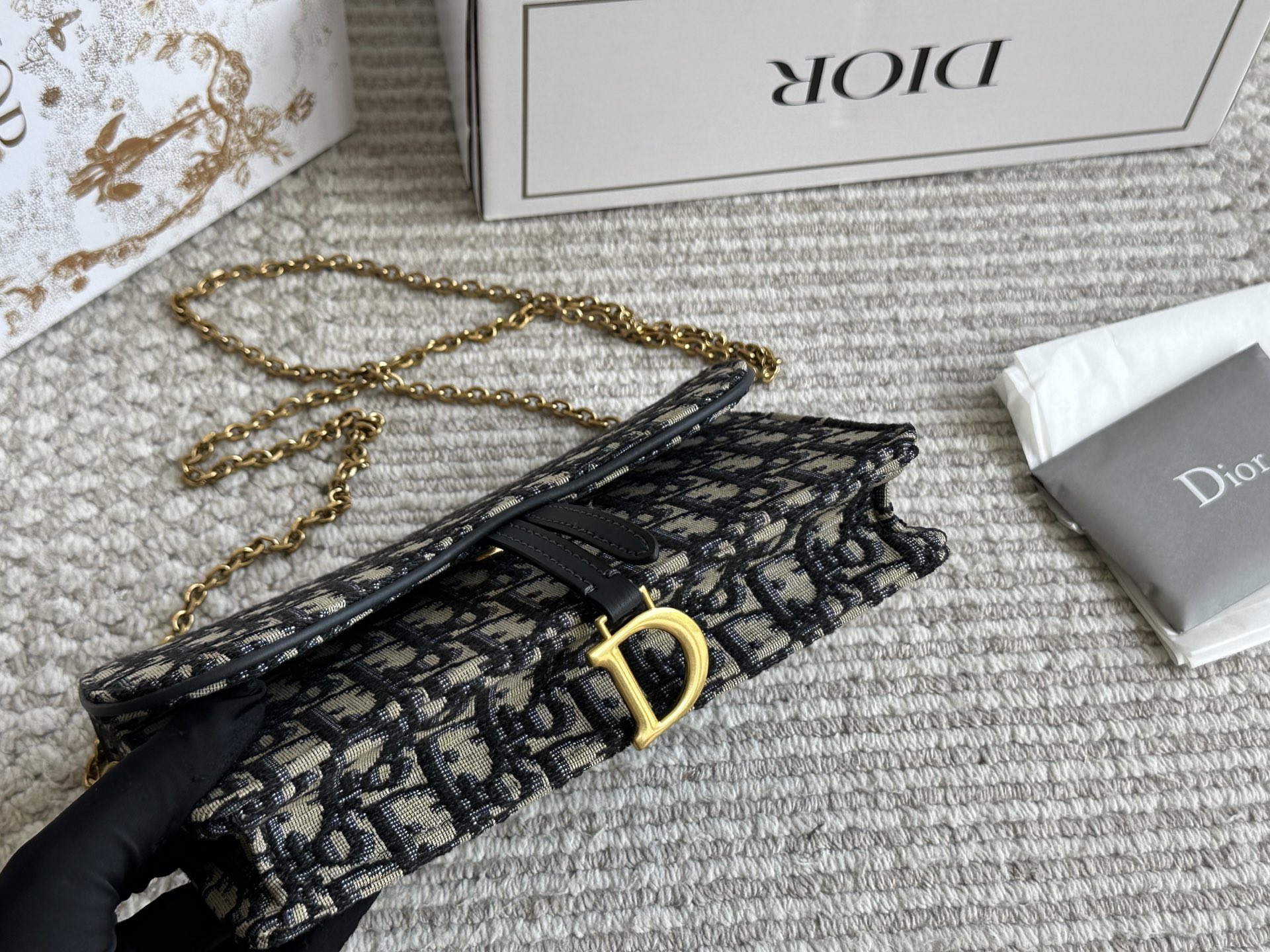 Dior saddle woc chain bag clutch