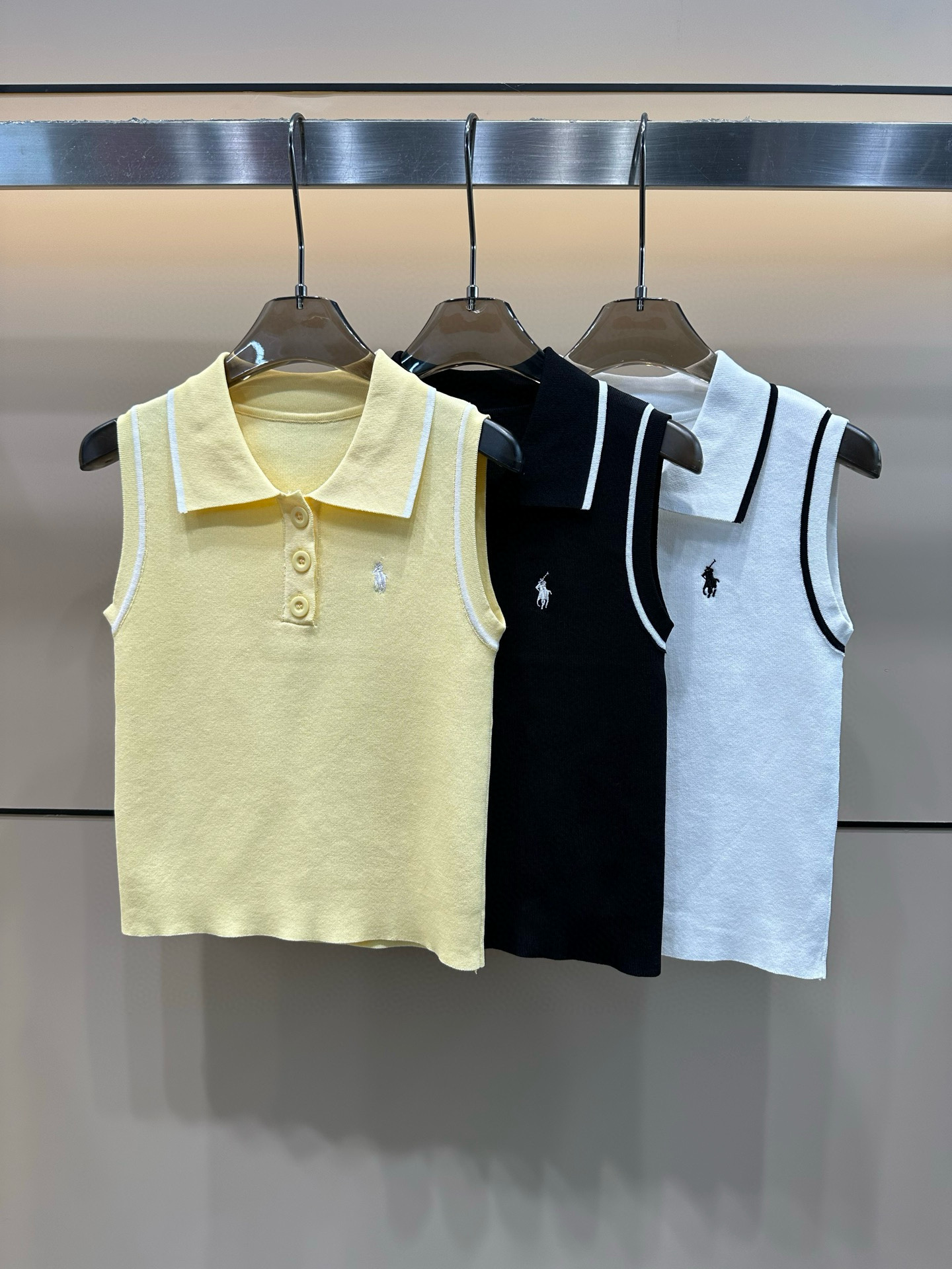 Ralph Lauren pony embroidered lapel knitted vest