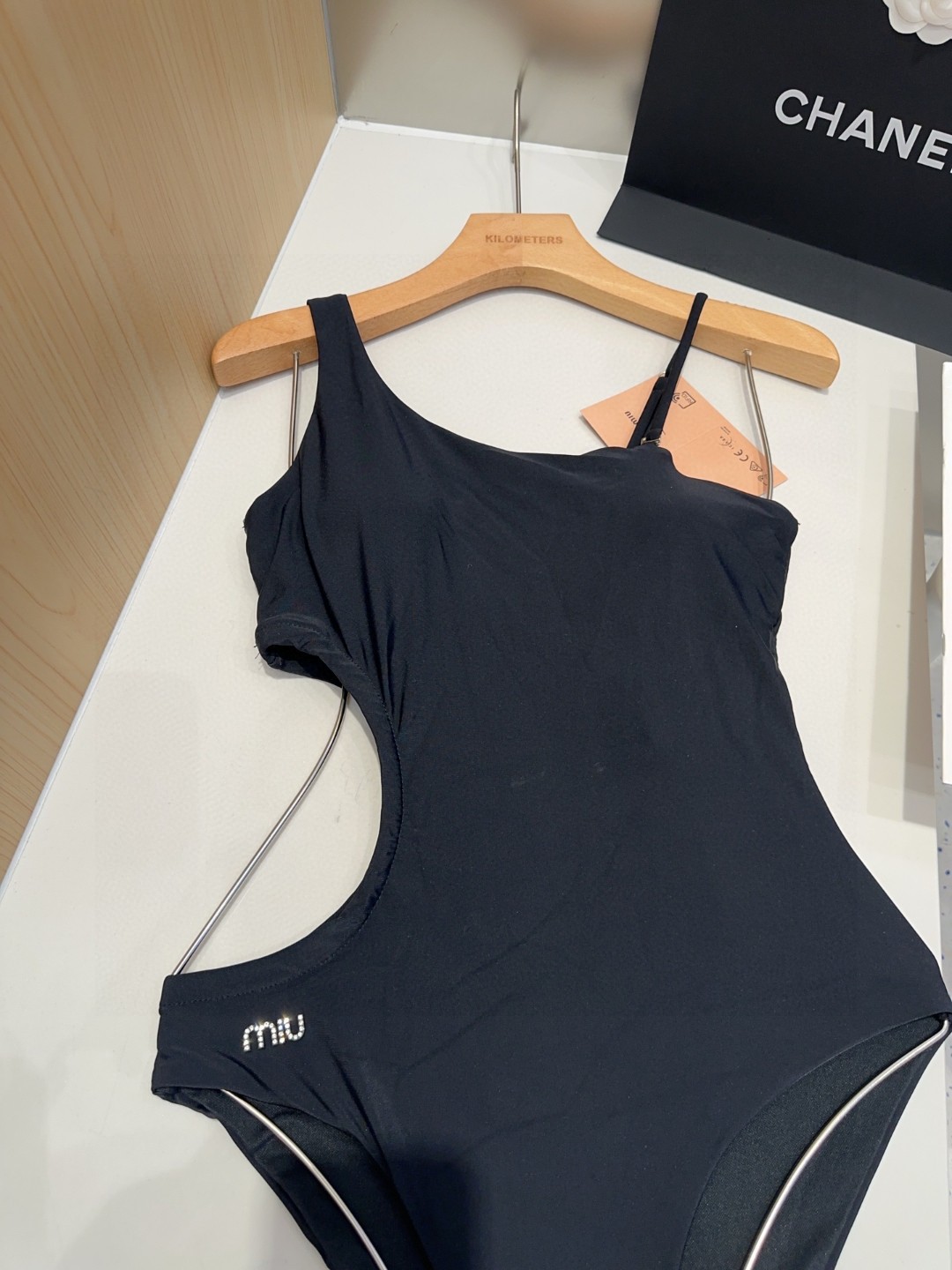 miumiu solid color swimsuit