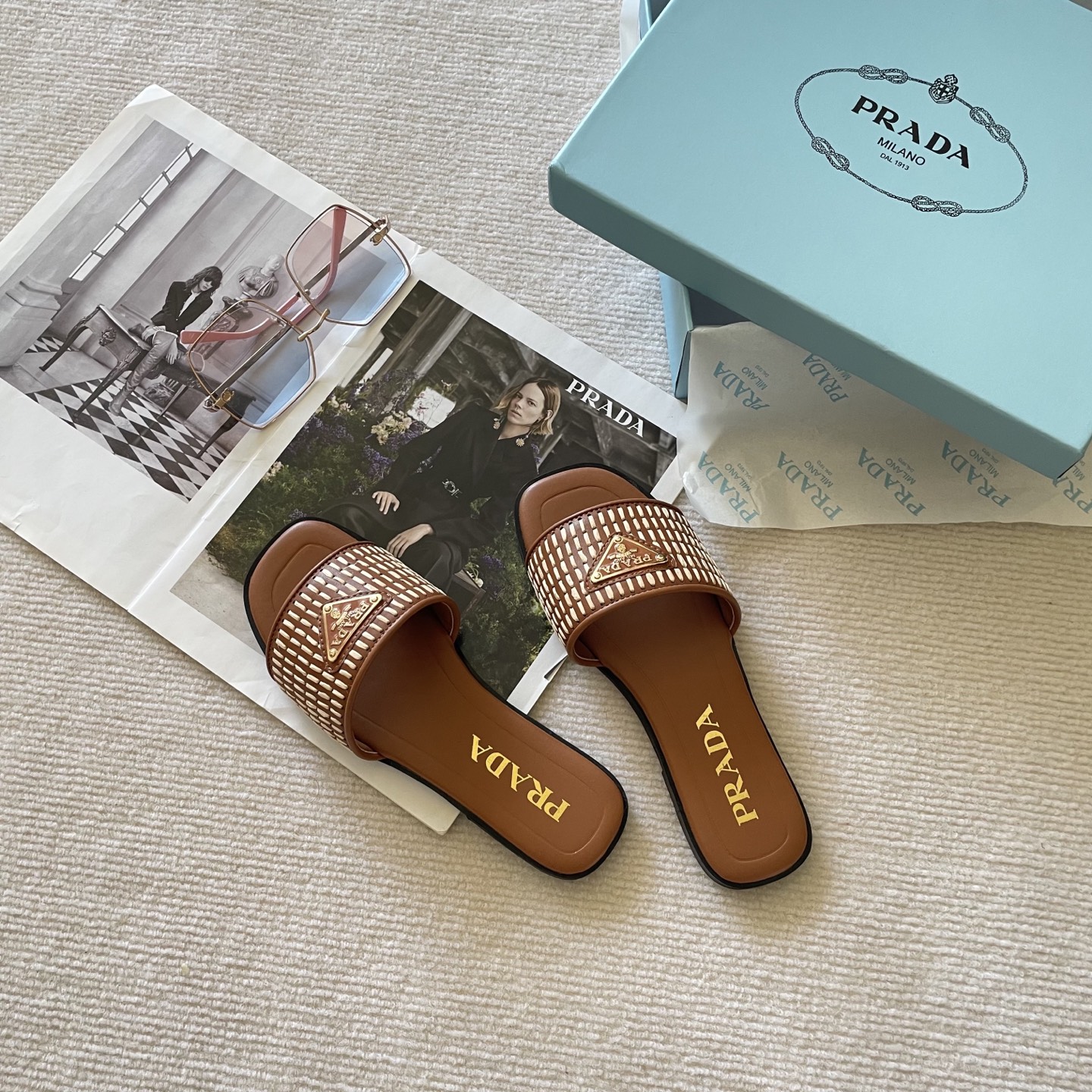 Prada woven slippers