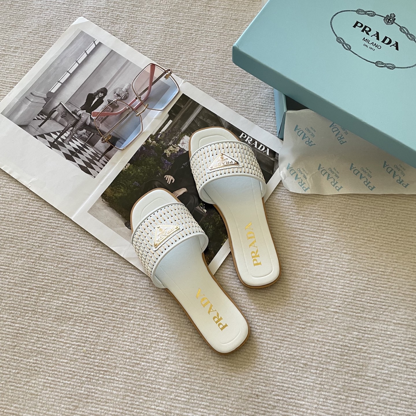 Prada woven slippers
