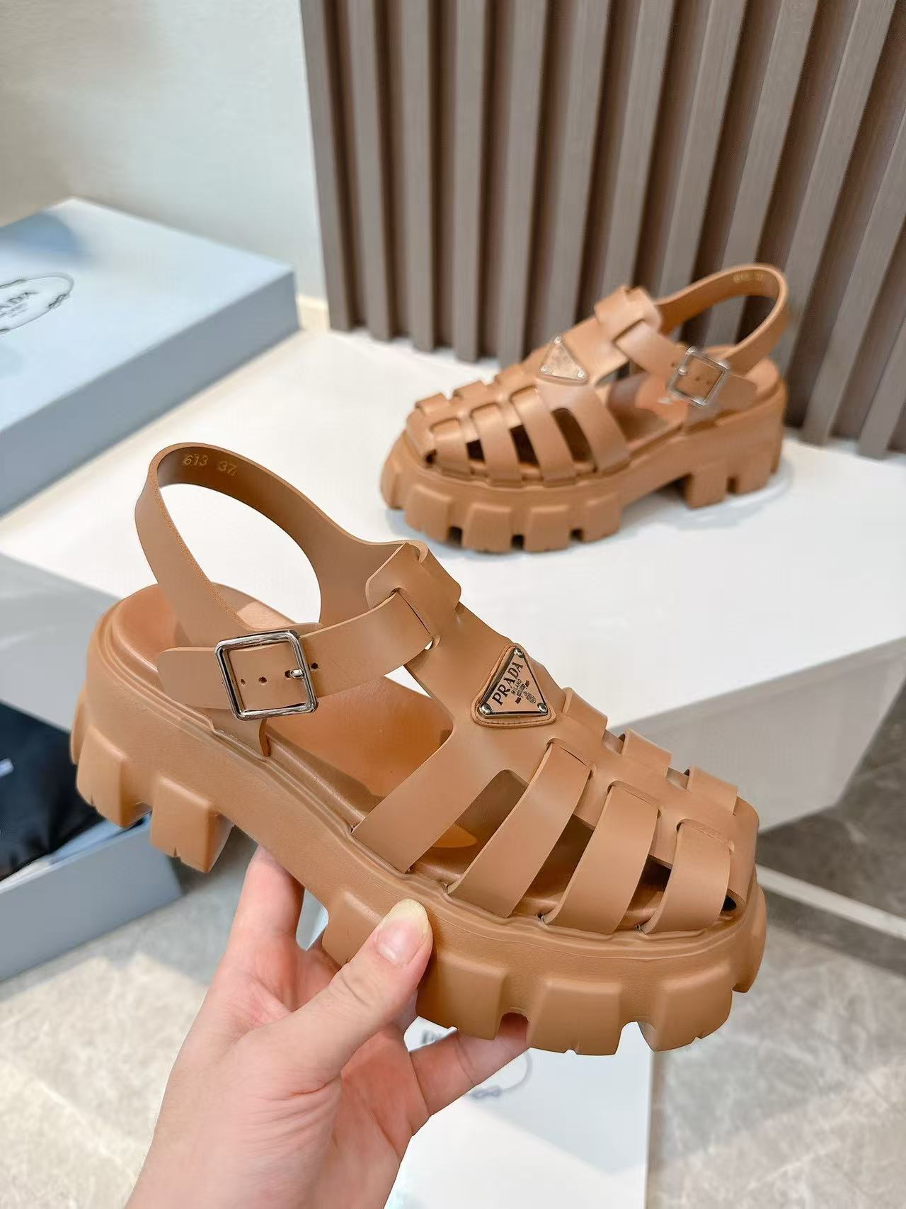 PRADA Spring Summer Roman woven sandals