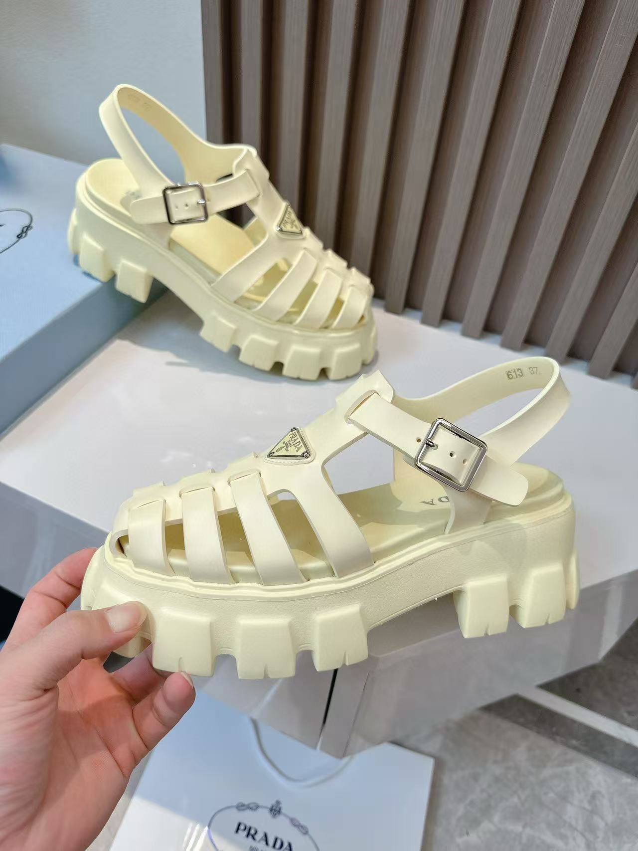 PRADA Spring Summer Roman woven sandals