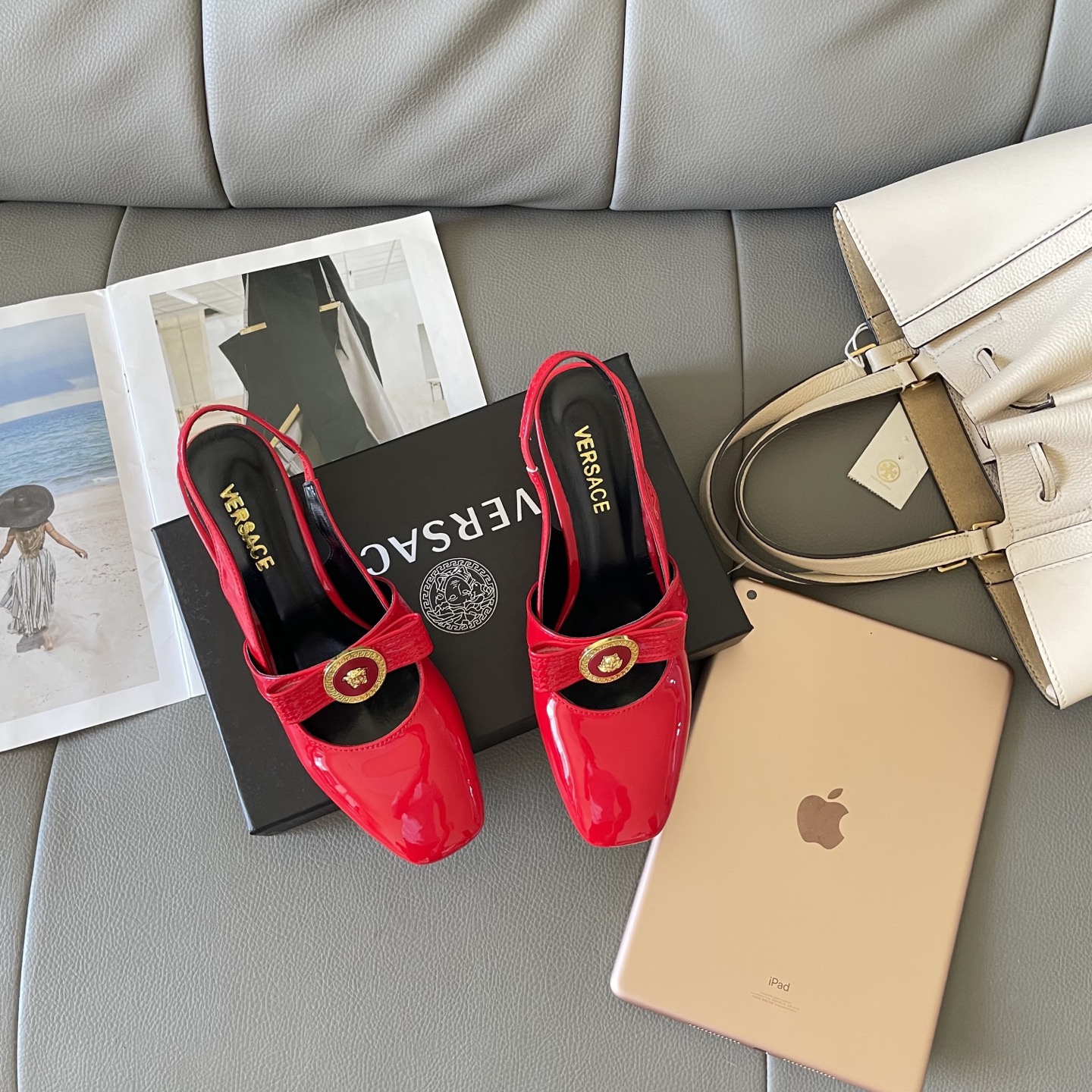 VERSACE SQUARE TOE MARY JANE SANDALS