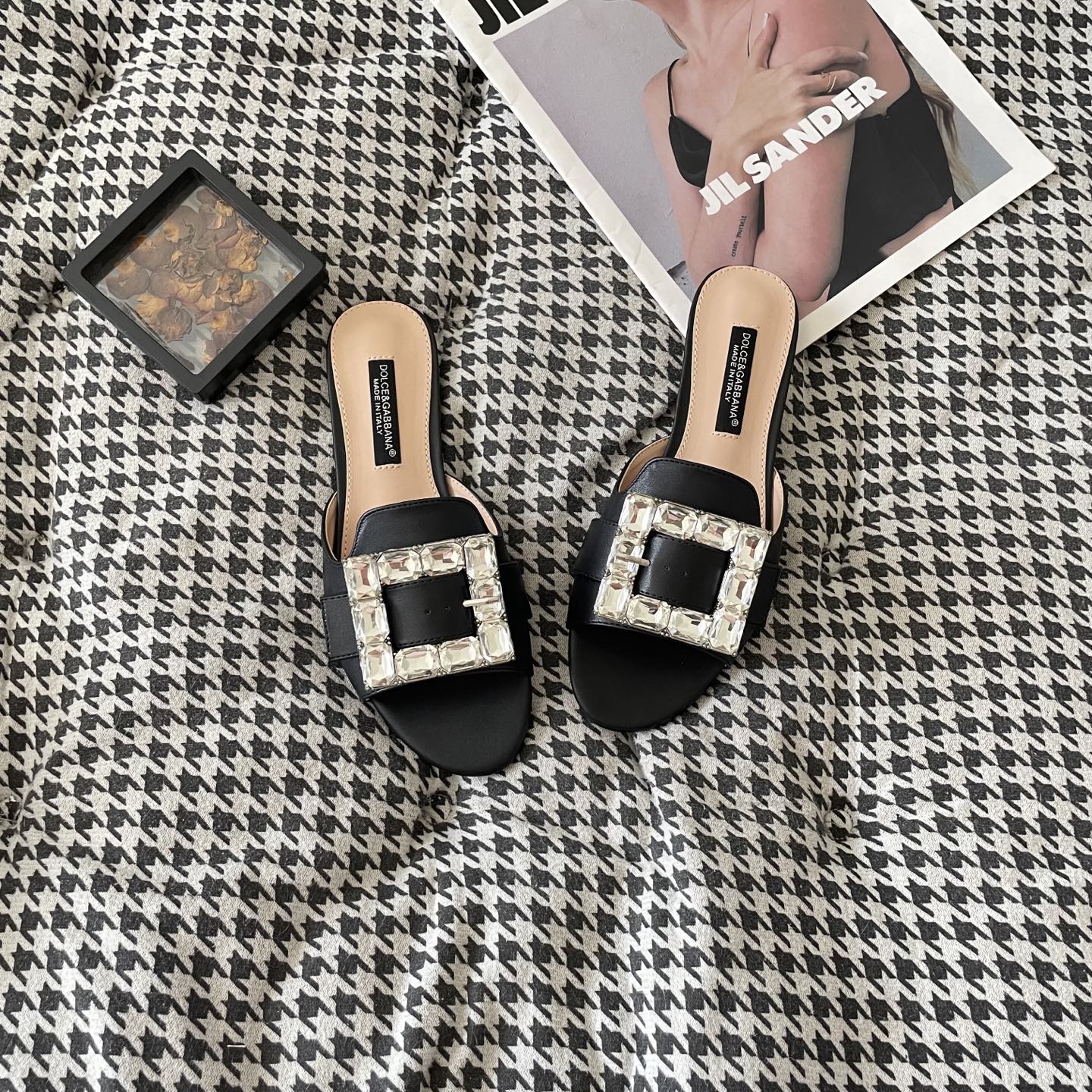 Dolce & Gabbana large rhinestone flat slippers