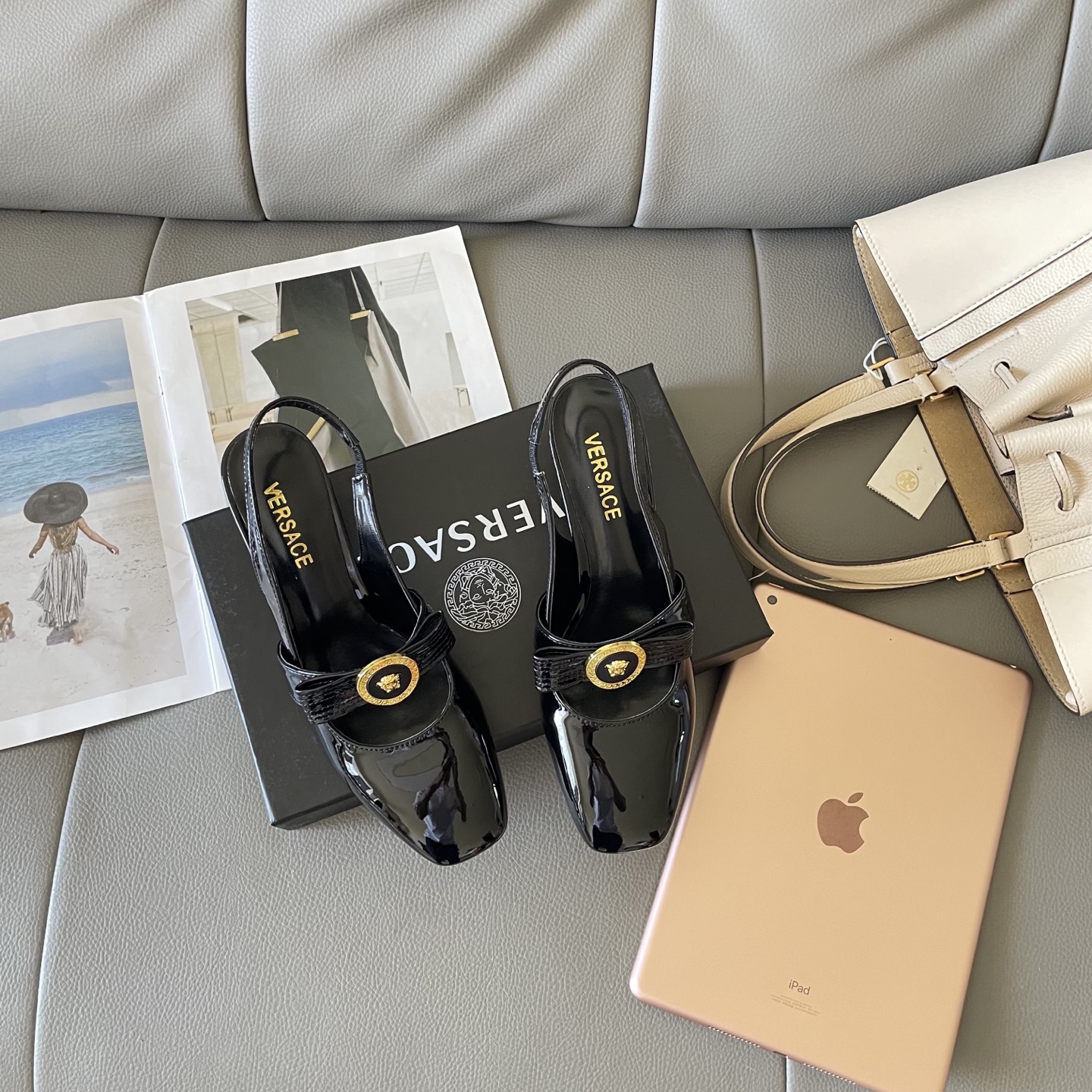 VERSACE SQUARE TOE MARY JANE SANDALS