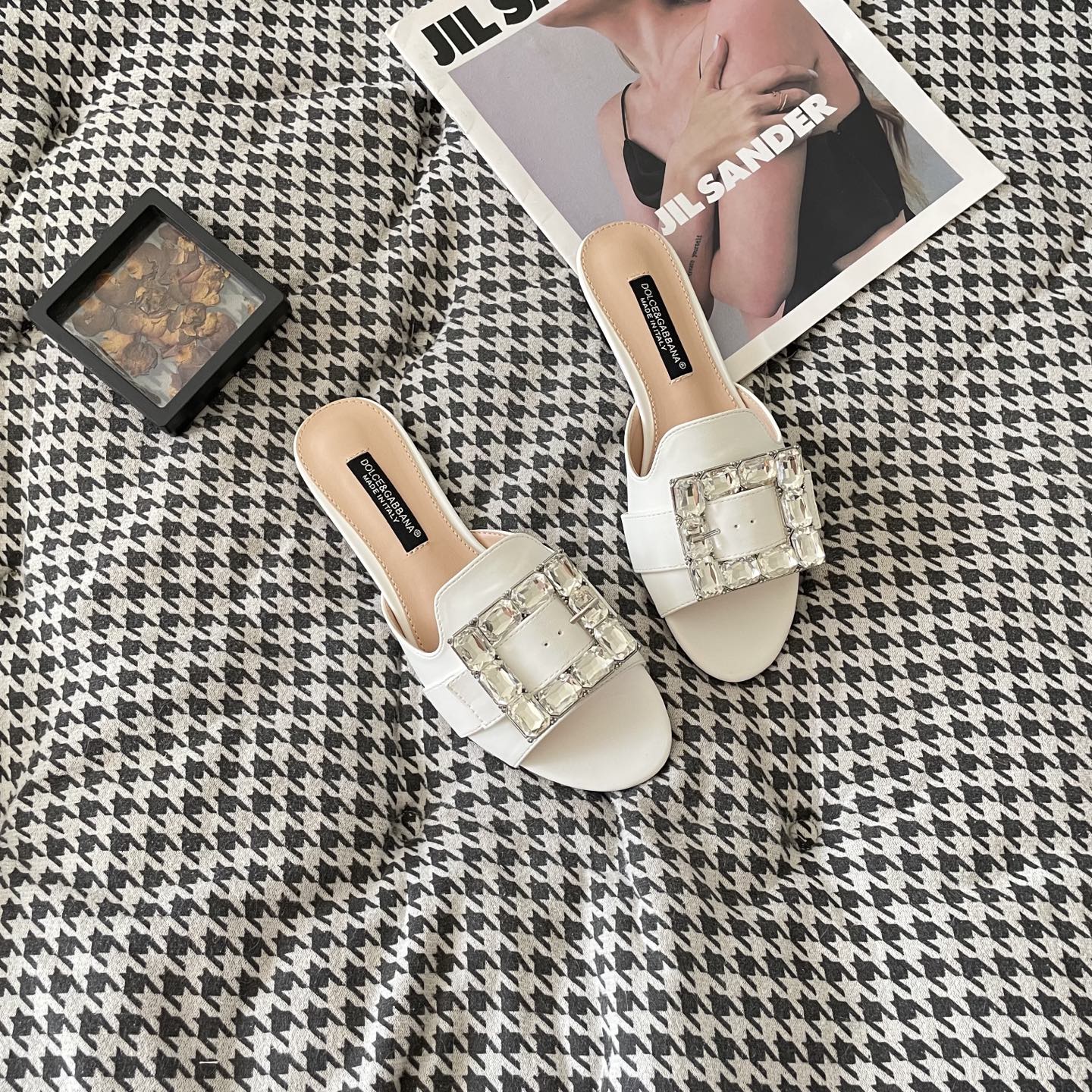 Dolce & Gabbana large rhinestone flat slippers