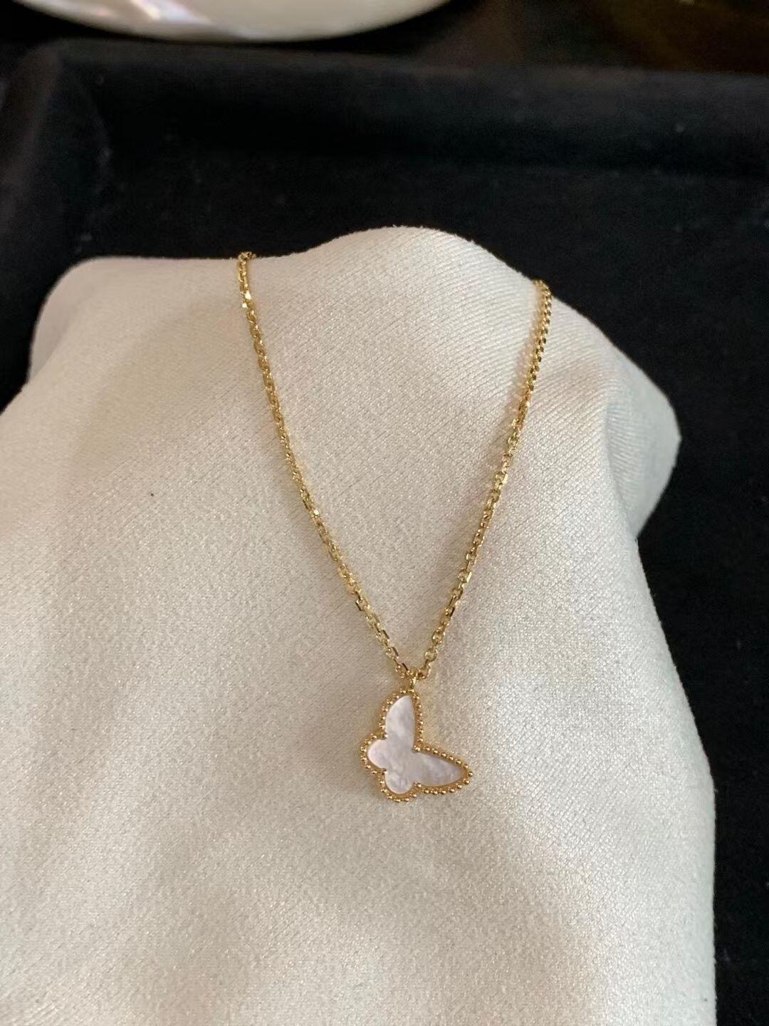 Luxury White Mother-of-Pearl Mini Butterfly Necklace