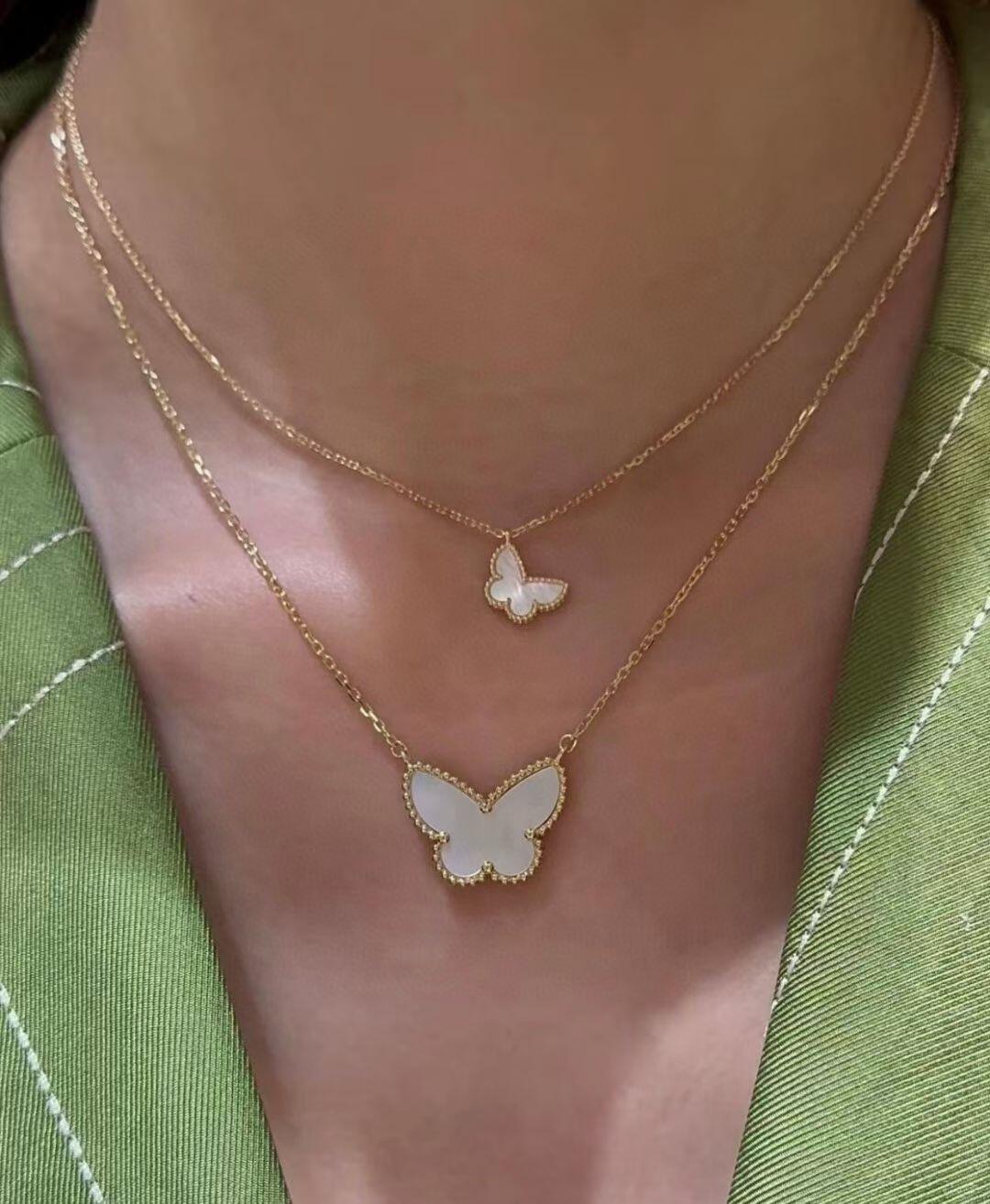 Luxury White Mother-of-Pearl Mini Butterfly Necklace