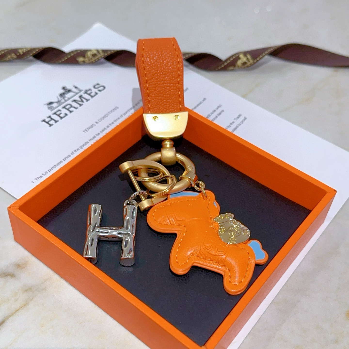 Hermès keychain thickened platinum version