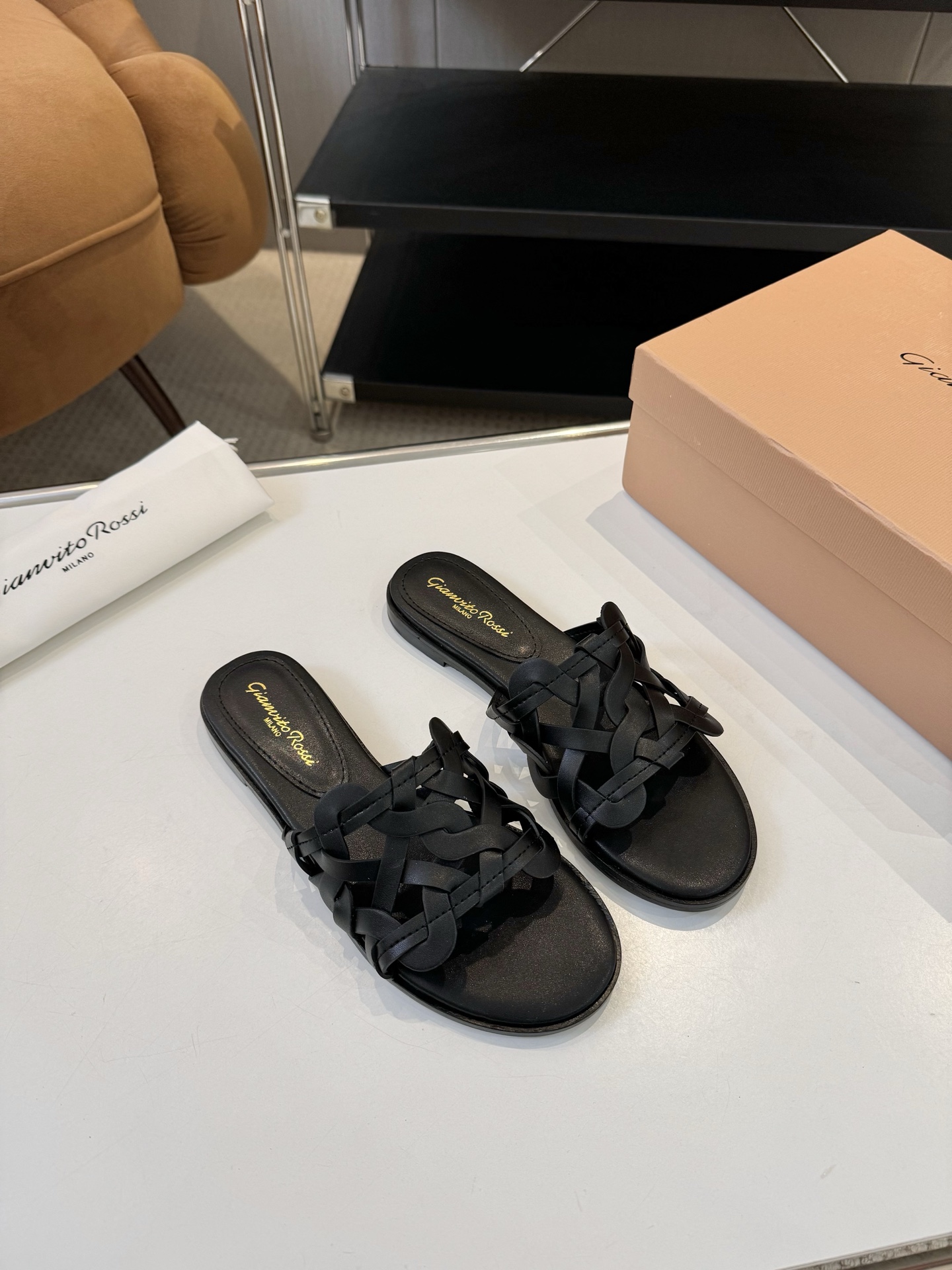 GR French braided hollow sandals