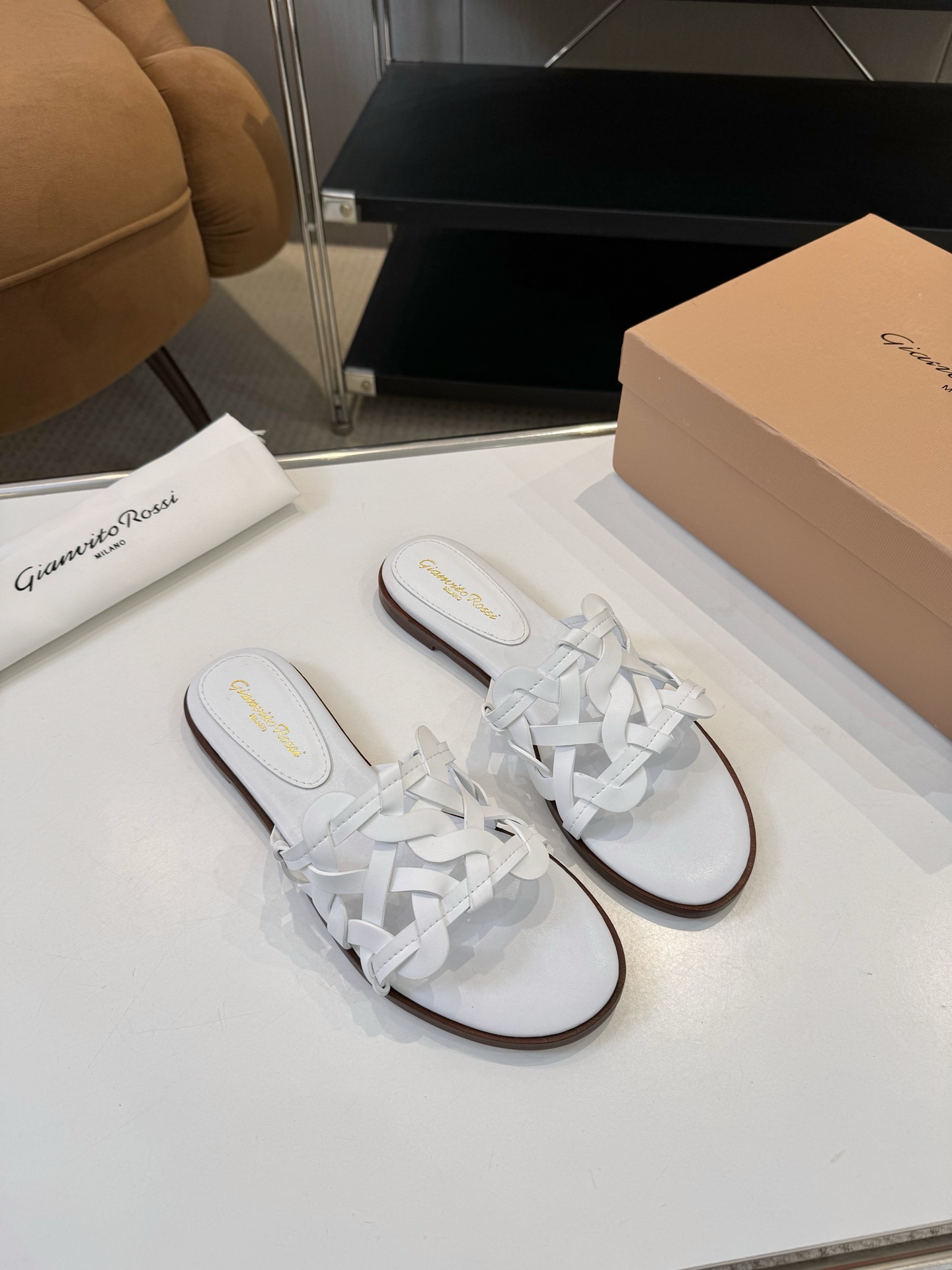 GR French braided hollow sandals