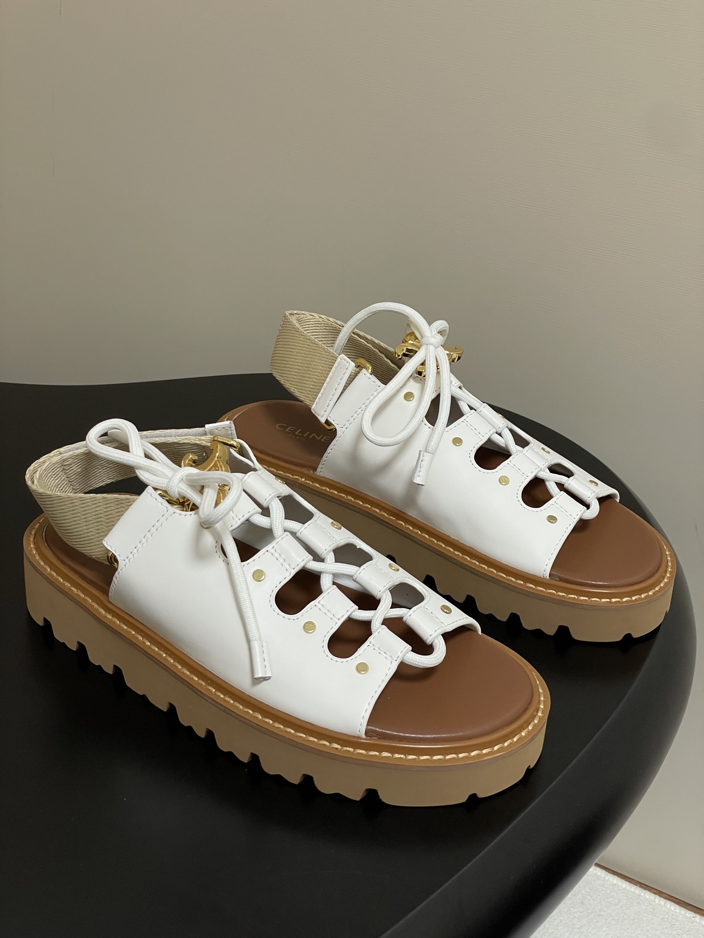 Celine thick-soled fashionable strappy Roman sandals