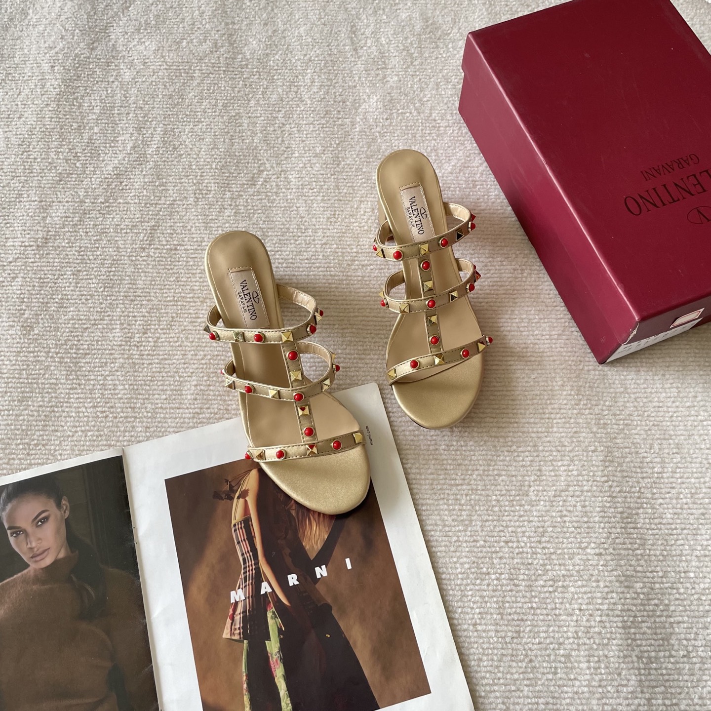 Valentino jeweled block heel sandals