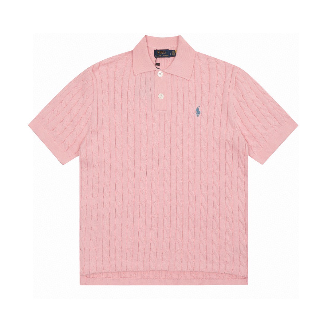 Ralph Lauren solid color embroidered knit short sleeve
