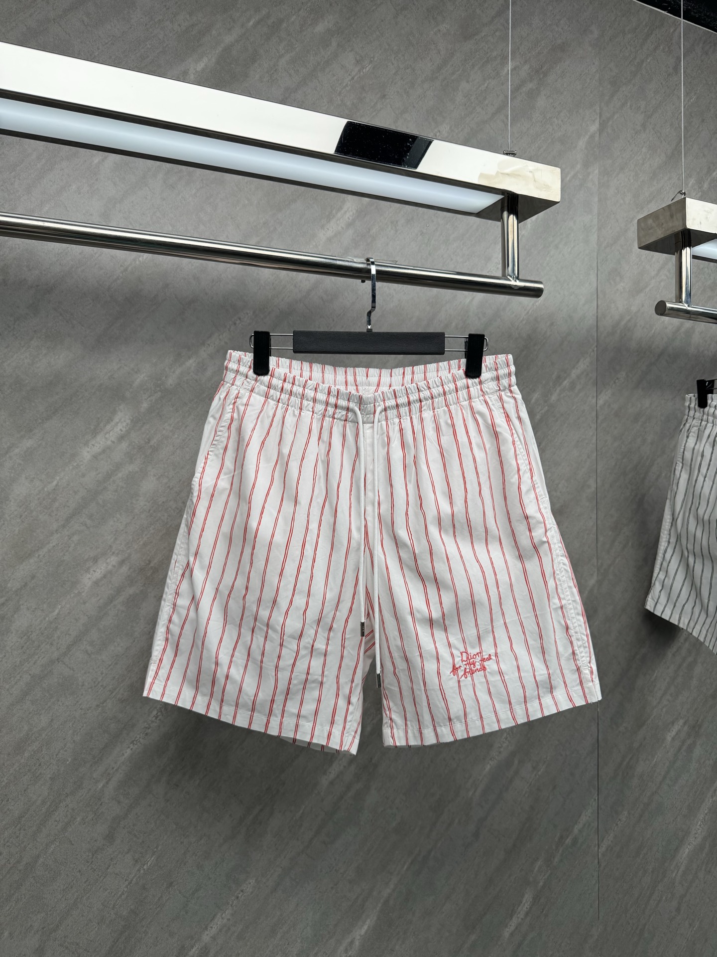 New Dior embroidered striped shorts