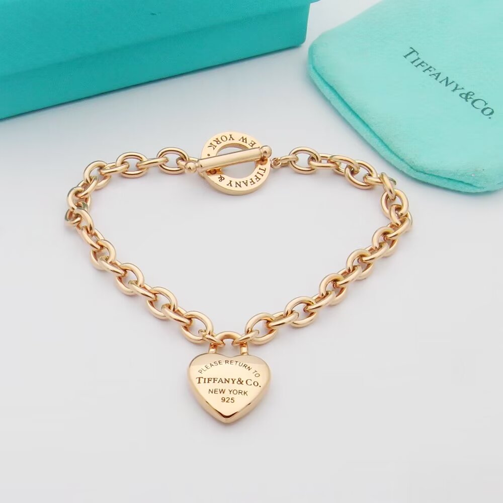 Tiffany pin buckle heart bracelet