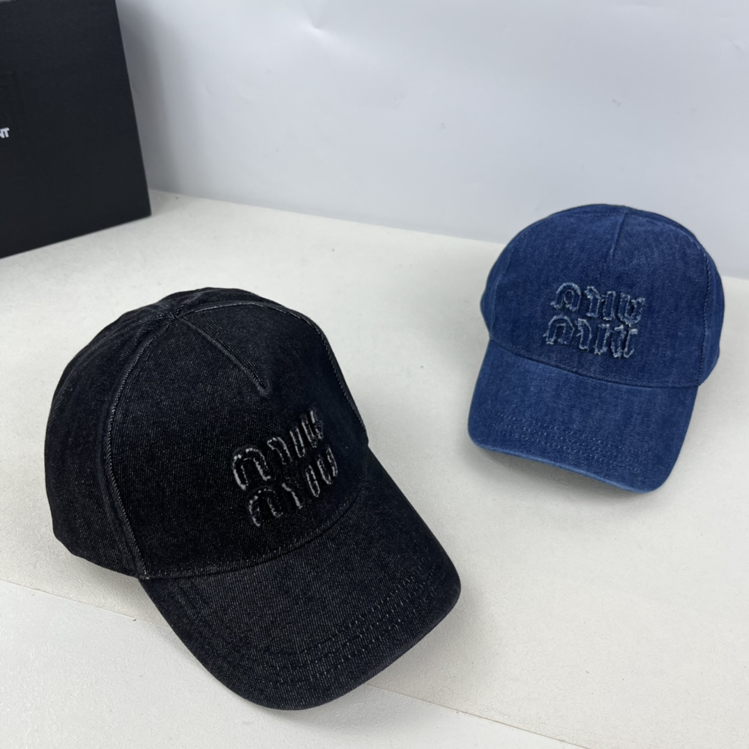 Miumiu washed denim baseball cap