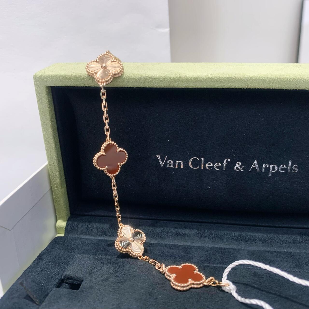 Van Cleef & Arpels Rose Gold Carnelian Laser Bracelet
