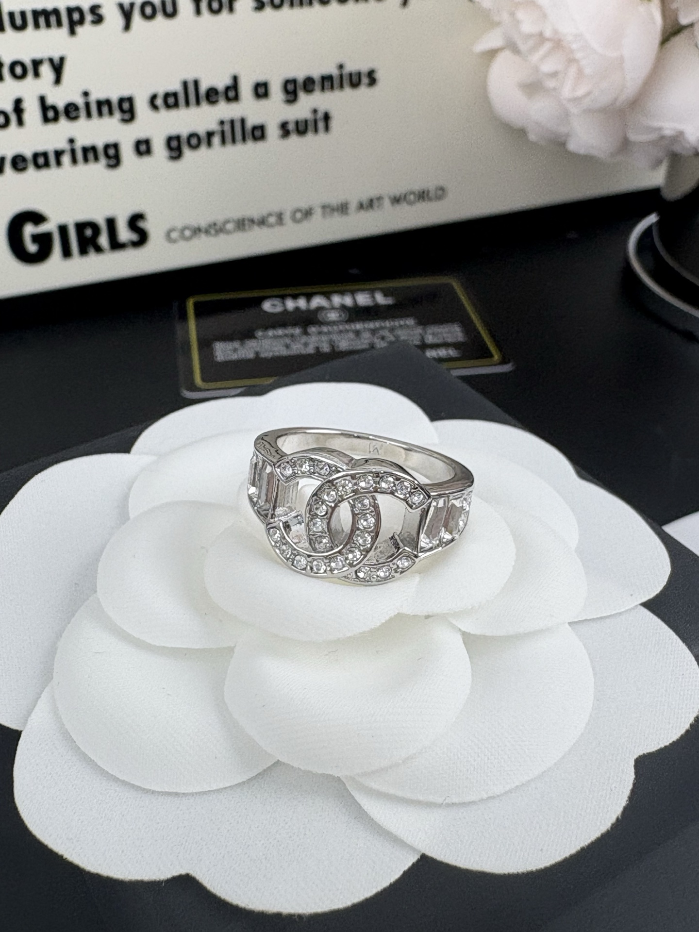 Chanel Silver Diamond Ring