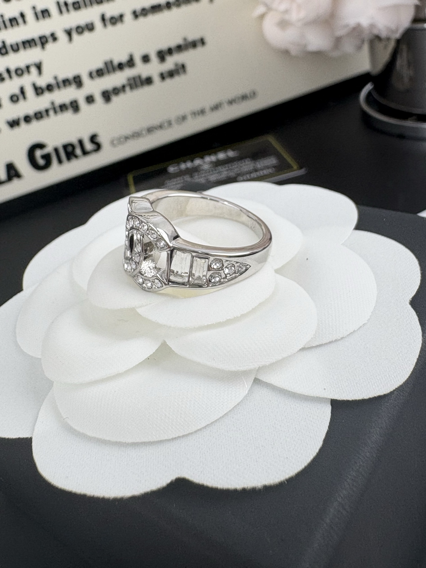 Chanel Silver Diamond Ring