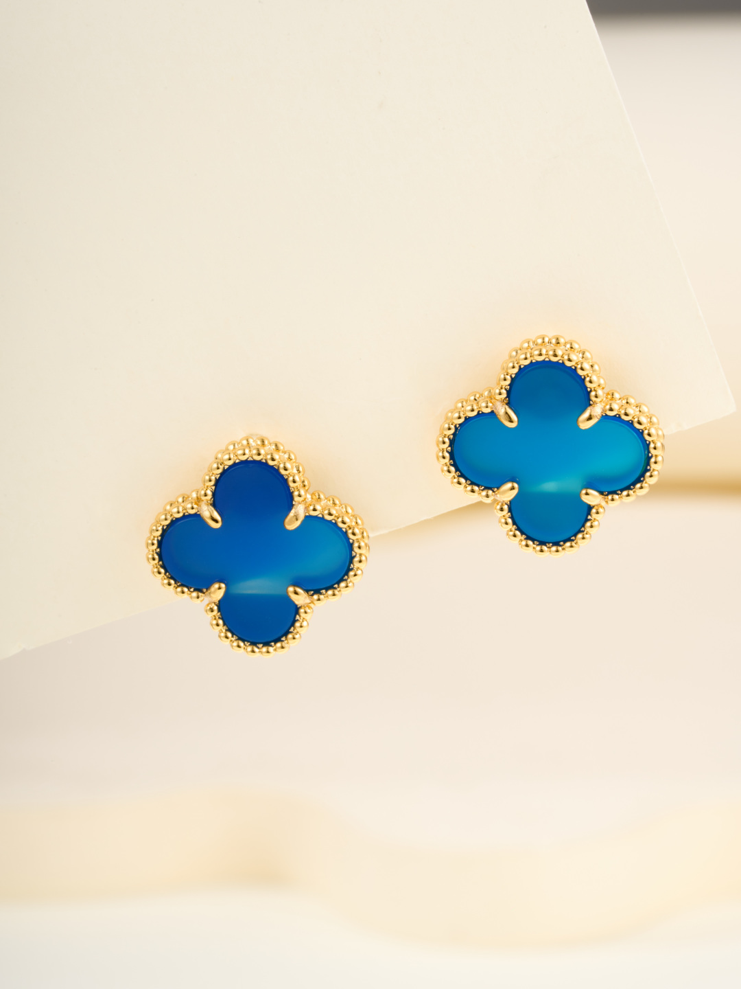 Van Cleef & Arpels Gold and Blue Chalcedony Earrings