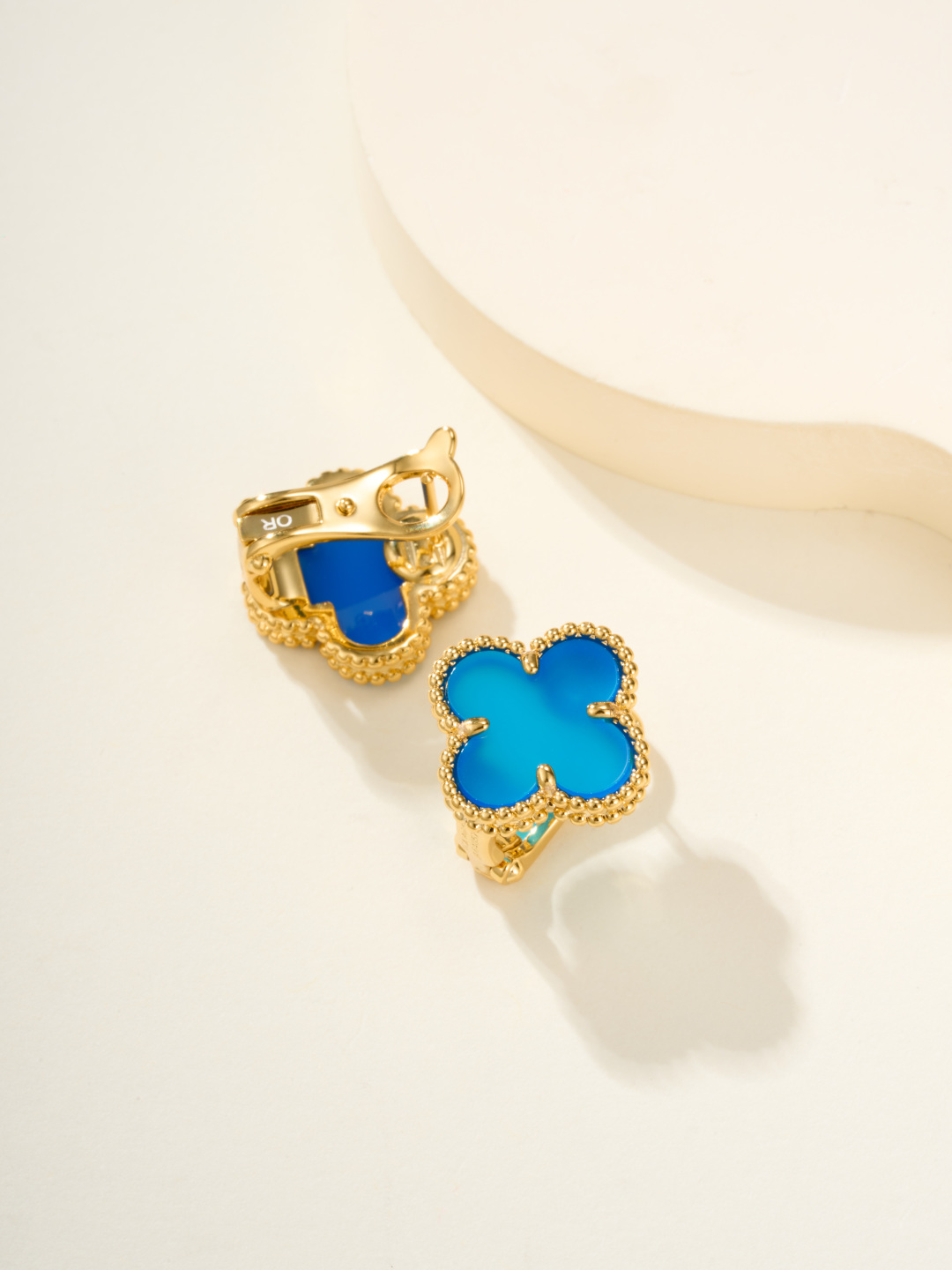 Van Cleef & Arpels Gold and Blue Chalcedony Earrings