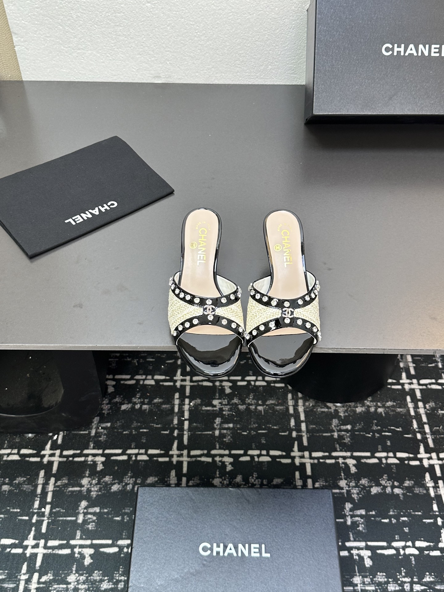 Chanel's new braided rhinestone low-heeled slippers