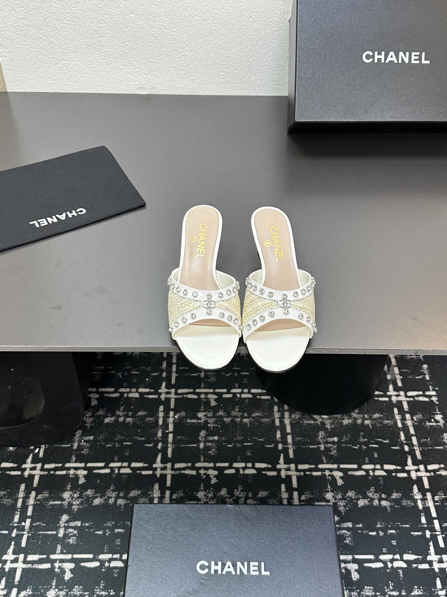 Chanel's new braided rhinestone low-heeled slippers