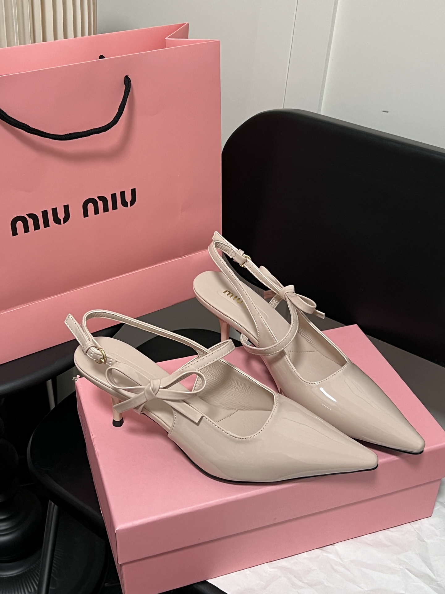 Miu Miu early spring kitten heel slingback high heels