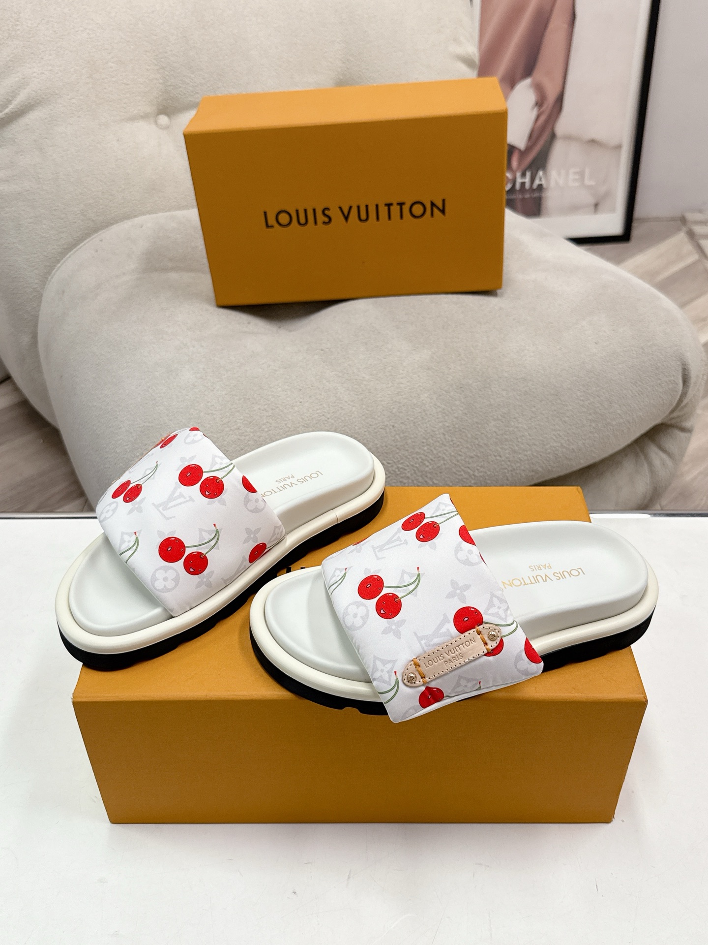LV Couple's Denim Slippers
