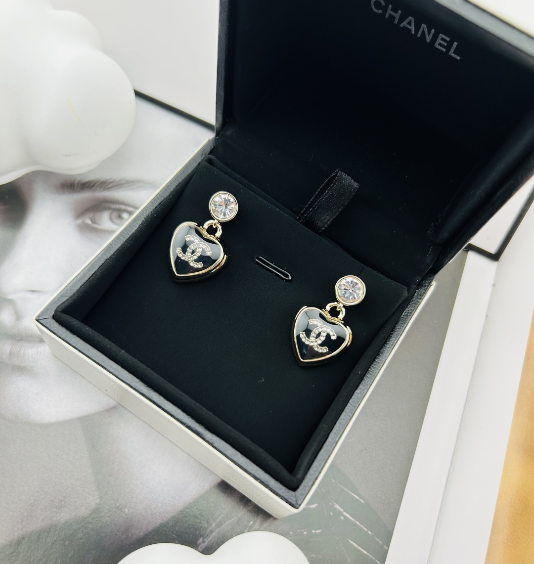 Chanel heart-shaped earrings