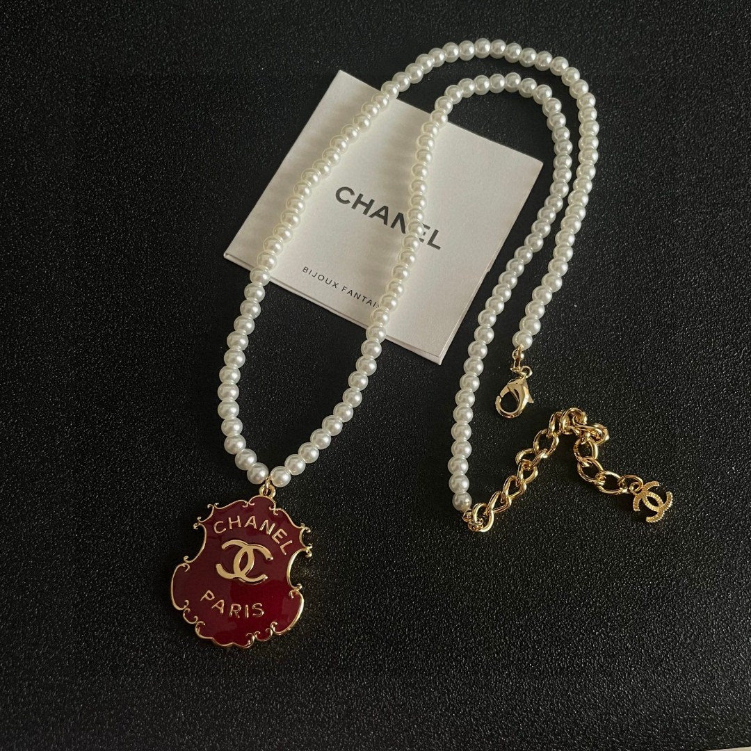 Chanel Pearl Double C Letter Necklace
