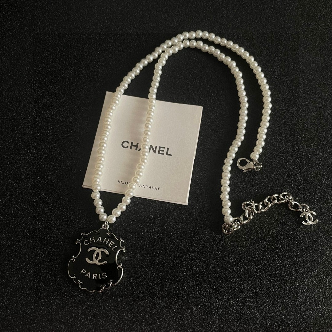 Chanel Pearl Double C Letter Necklace