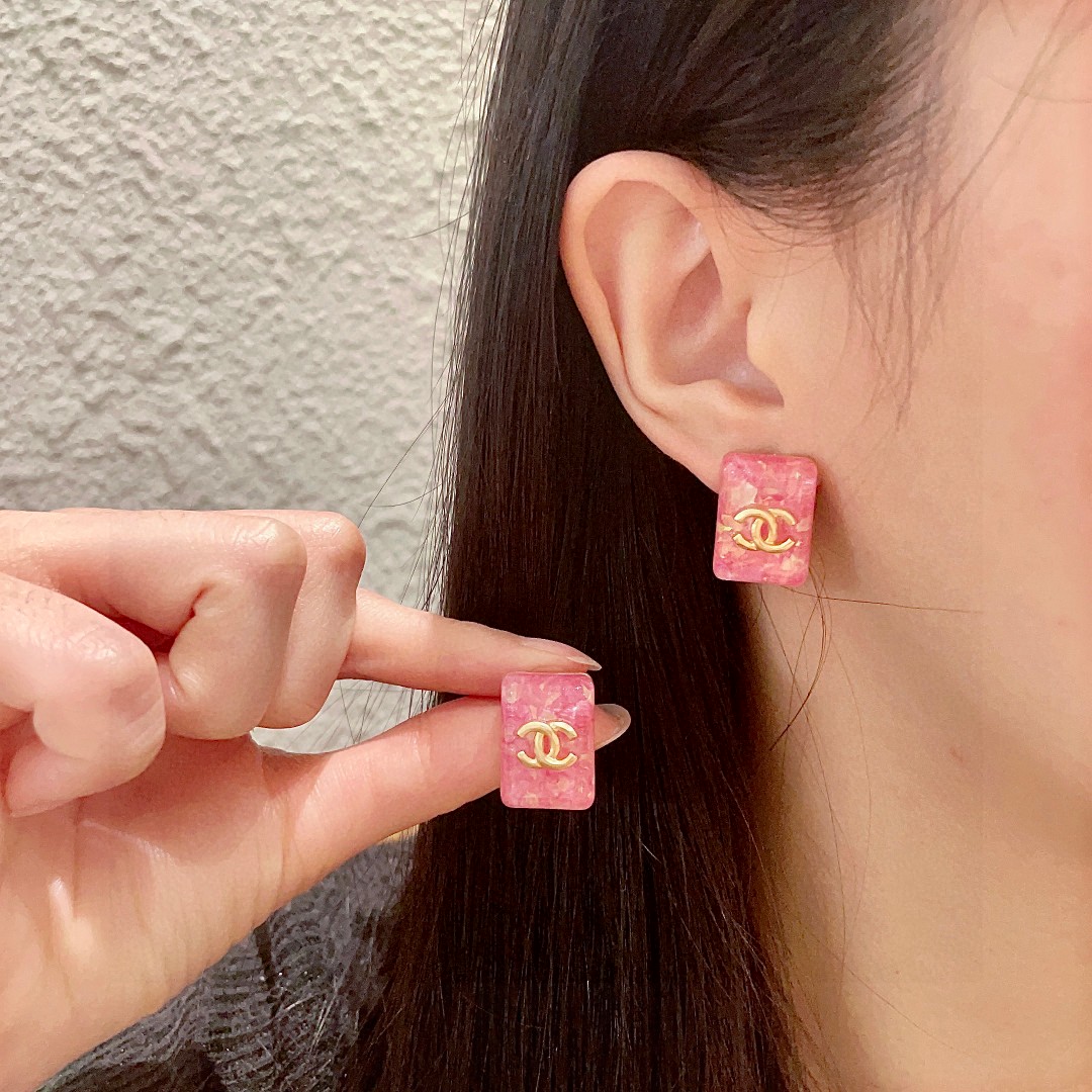 Chanel candy-colored double C stud earrings