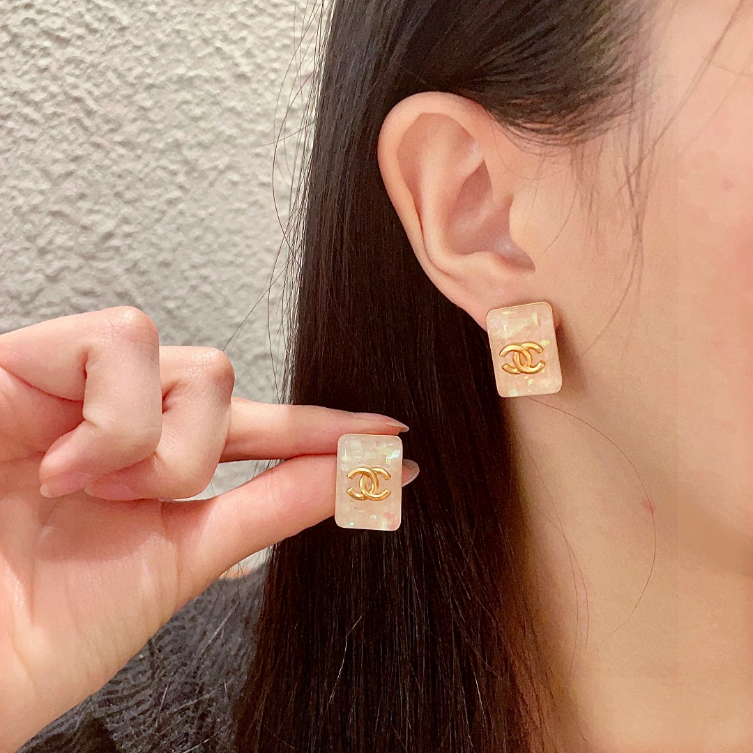 Chanel candy-colored double C stud earrings