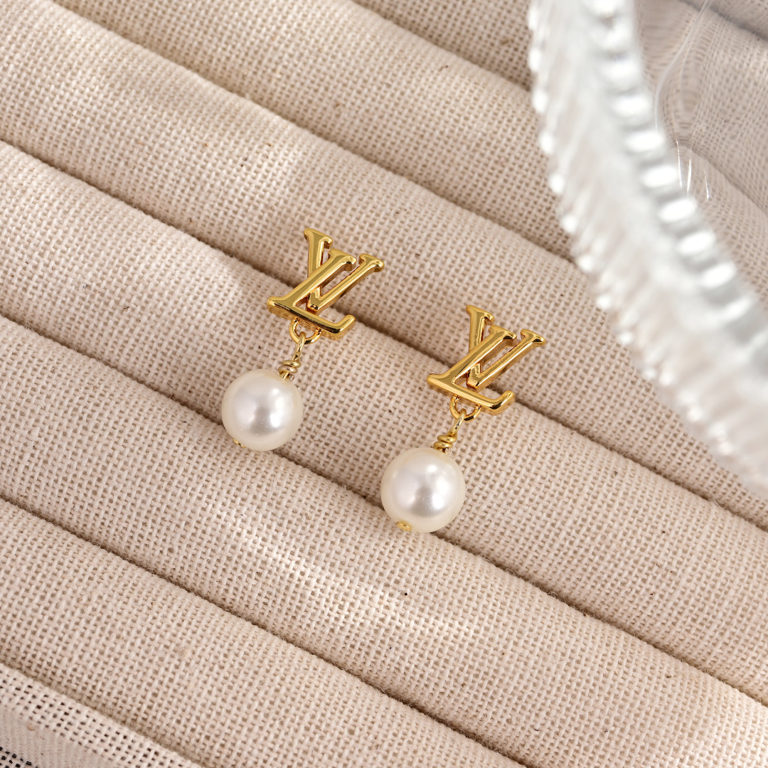 LV Pearl Letter Earrings