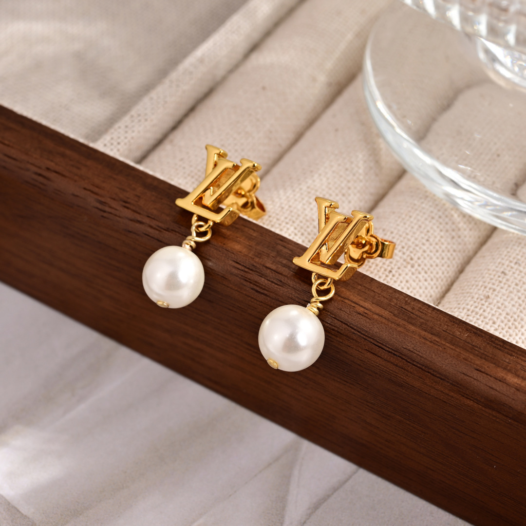 LV Pearl Letter Earrings