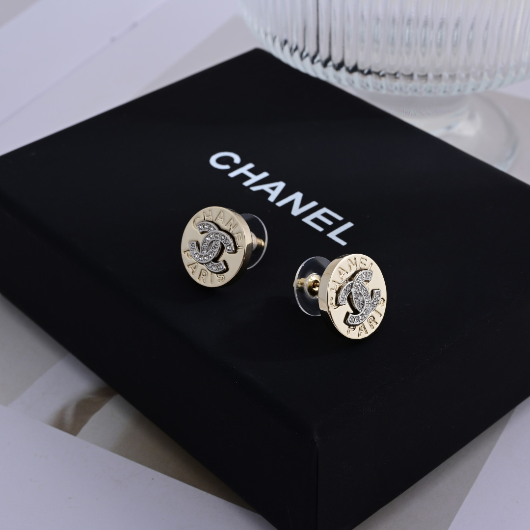 Chanel letter stud earrings