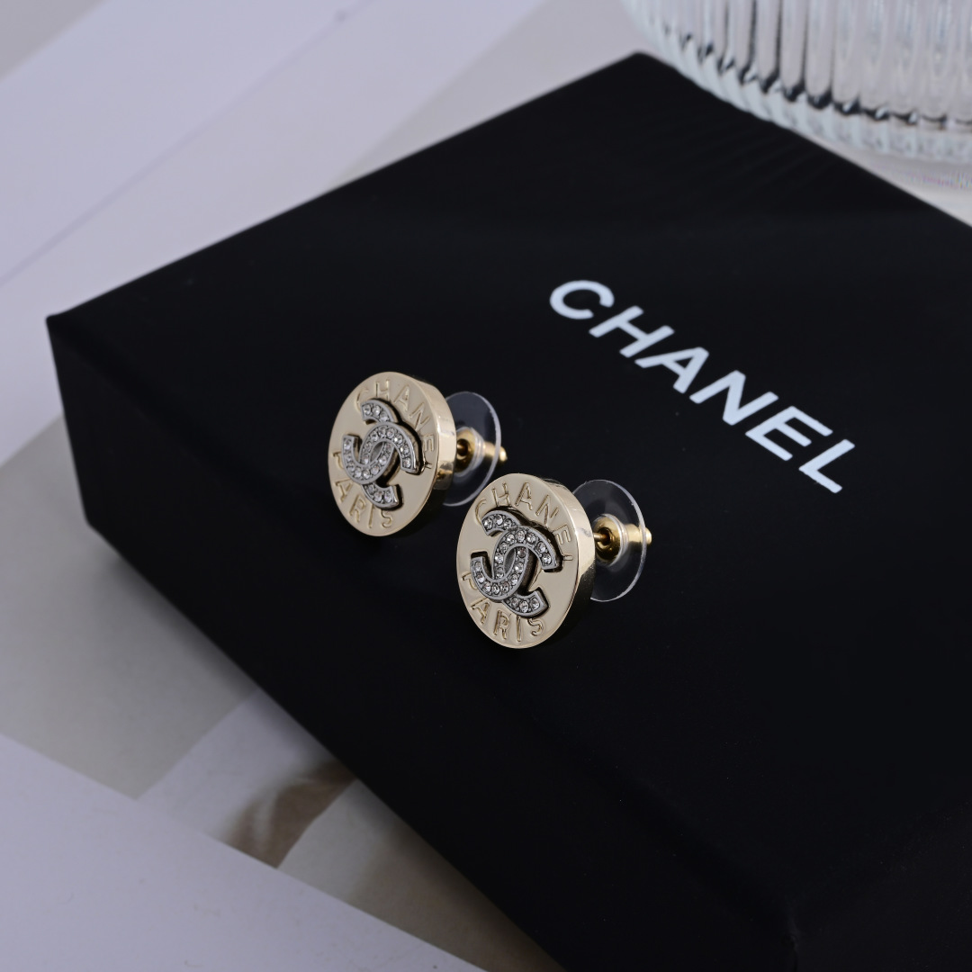 Chanel letter stud earrings
