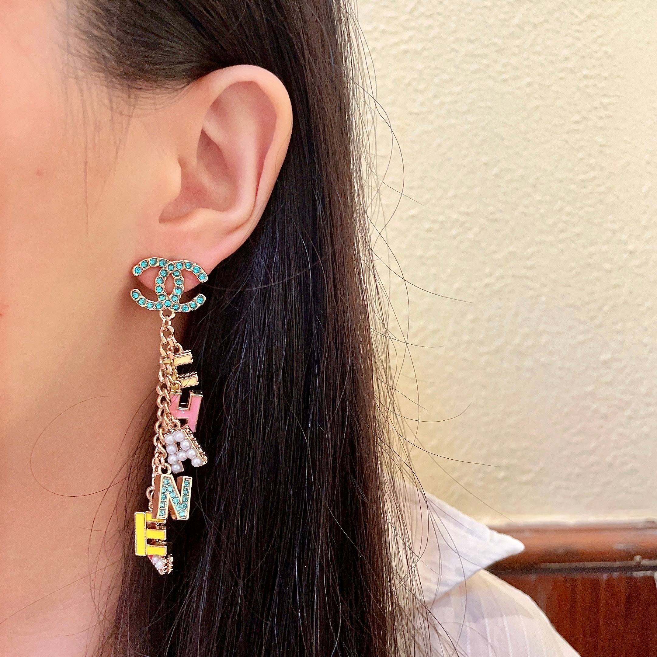 Chanel Fashion Colored Stud Earrings