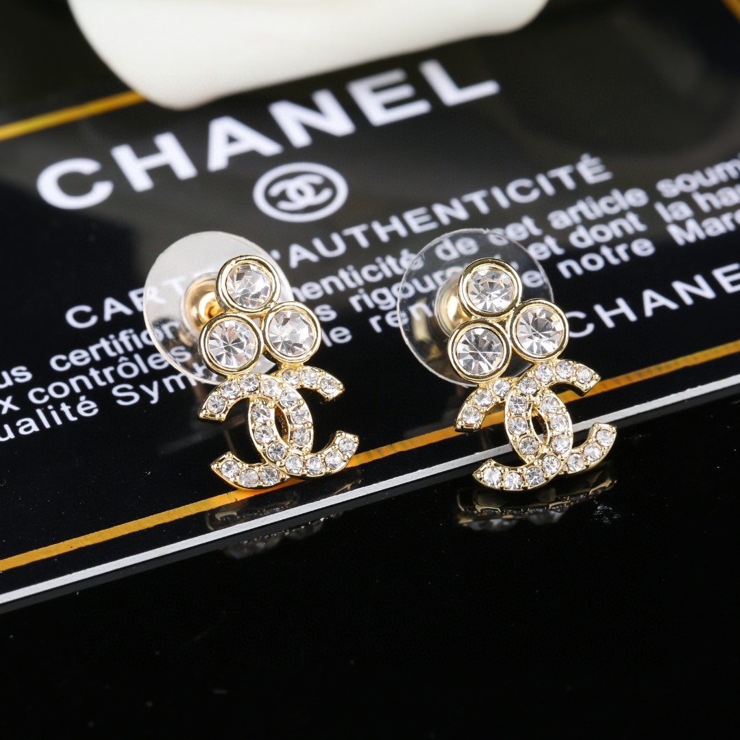 Chanel Double C Stud Earrings