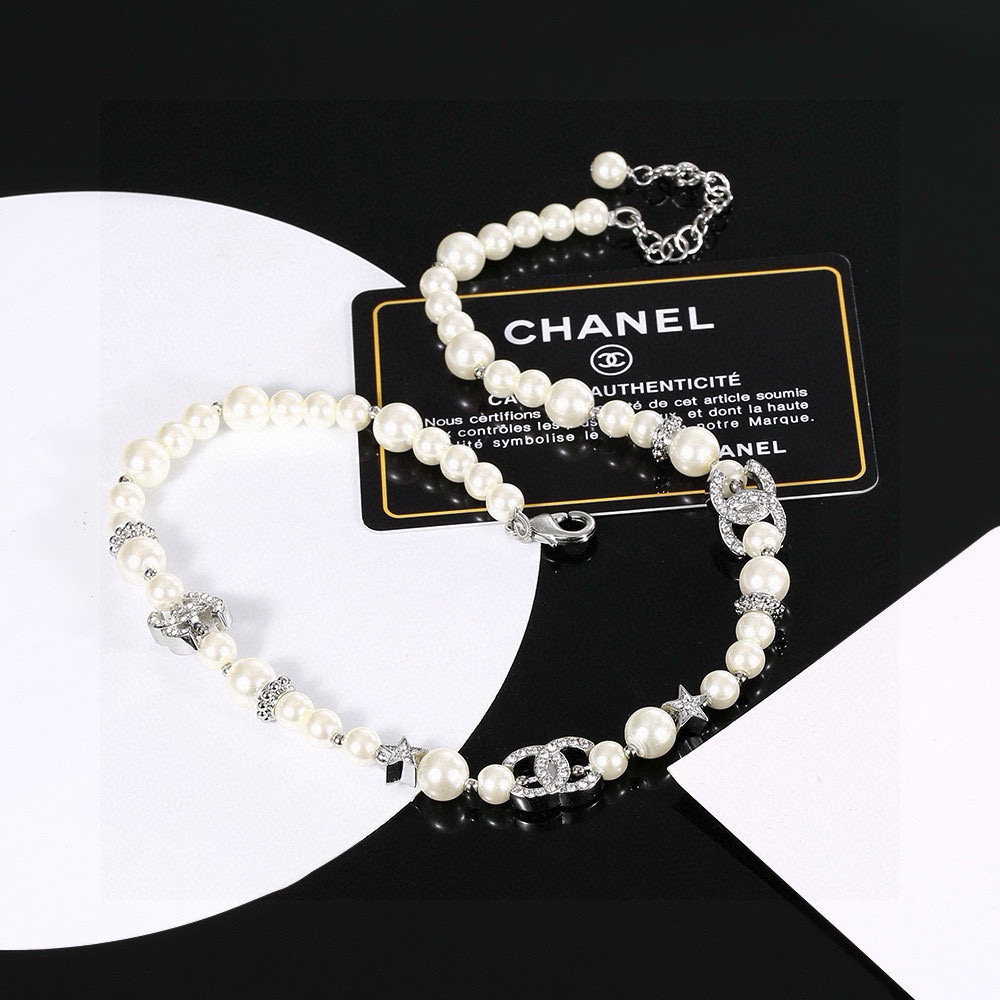 Chanel Pearl Necklace and Clavicle Chain