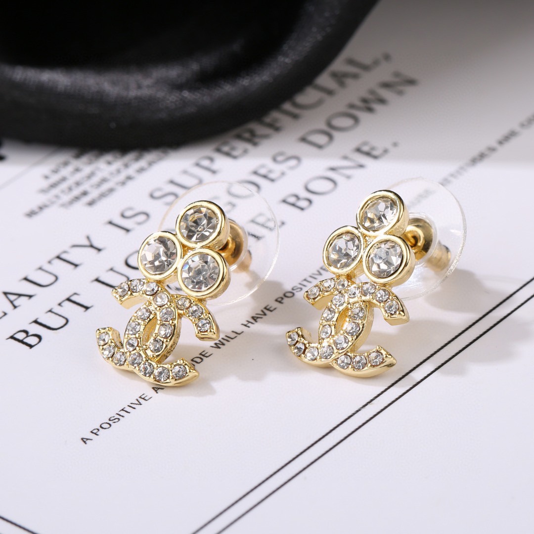 Chanel Double C Stud Earrings