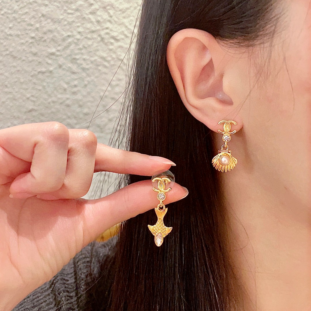 Chanel Classic Double C Stud Earrings